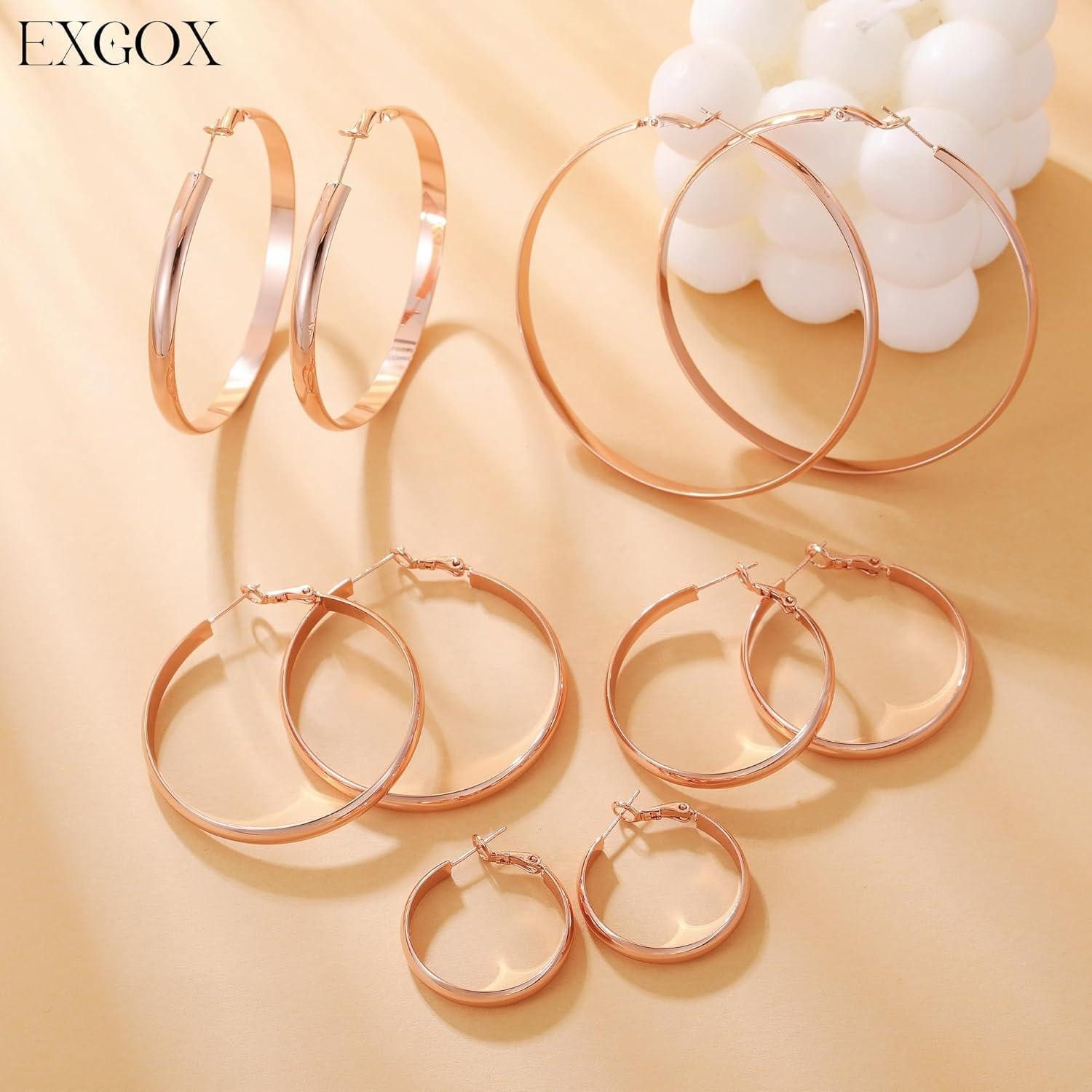 LuxusKollektion Paar Creolen Creolen Silber 925 14K vergoldet hypoallergen Damen 5mm Rosegold 60MM