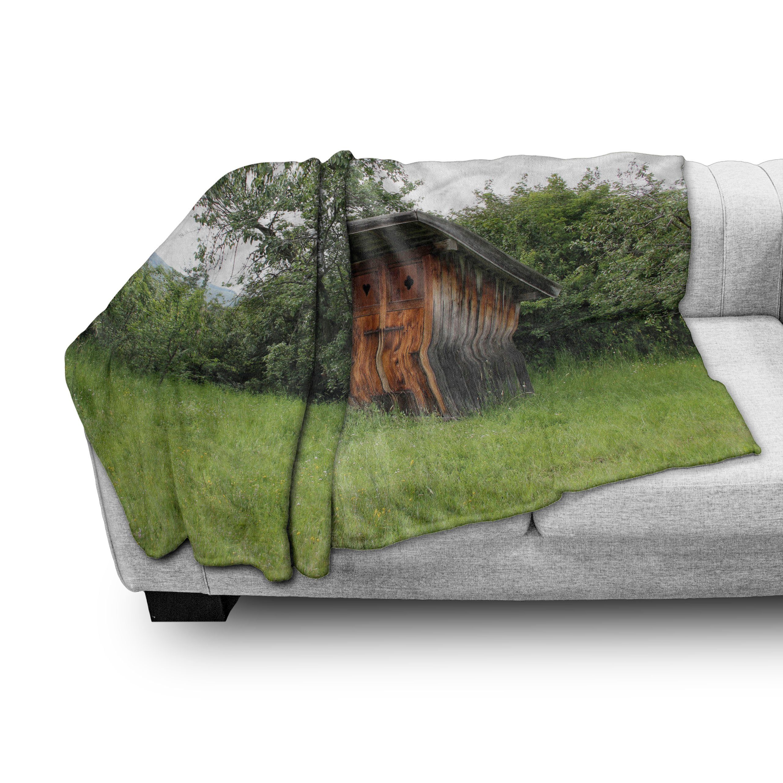 Abakuhaus, Innen- Plüsch Wald Außenbereich, für Wohndecke Toilettenhäuschen Holzhütte in und Gemütlicher den