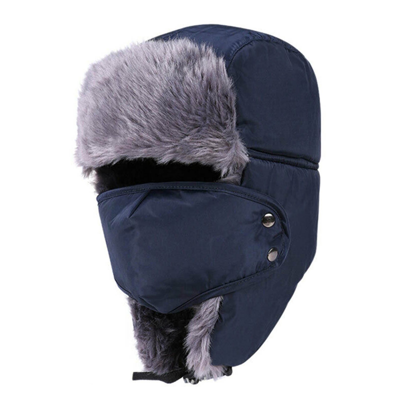 Blusmart Fleecemütze Winter Plüsch Hüte Outdoor Kappe Winddicht Ohr grau Kälte-Proof Warme