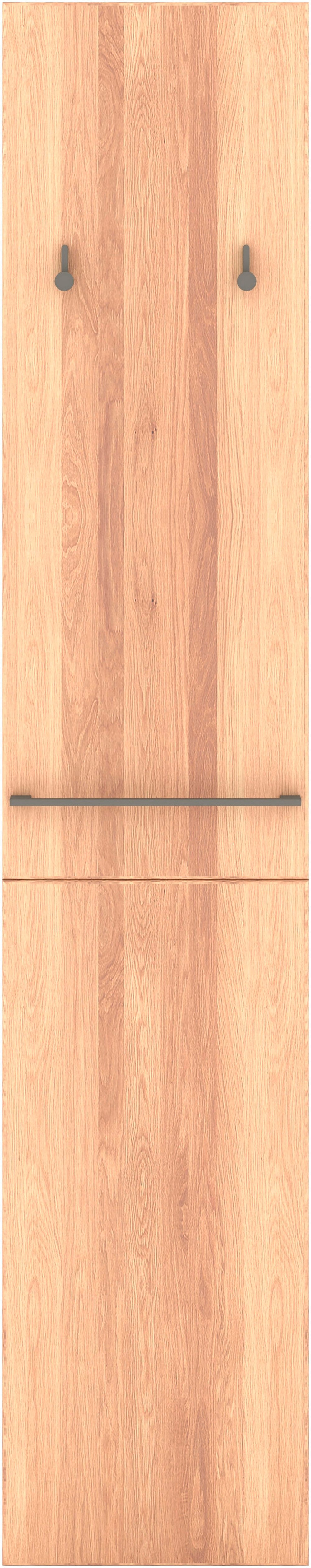 Musterring Garderobe Sorrent, Garderobenpaneel, Wandregal, massiv Eiche (Flurgarderobe, B 38 / H 194 / T 23 cm), mit Ablage & Haken