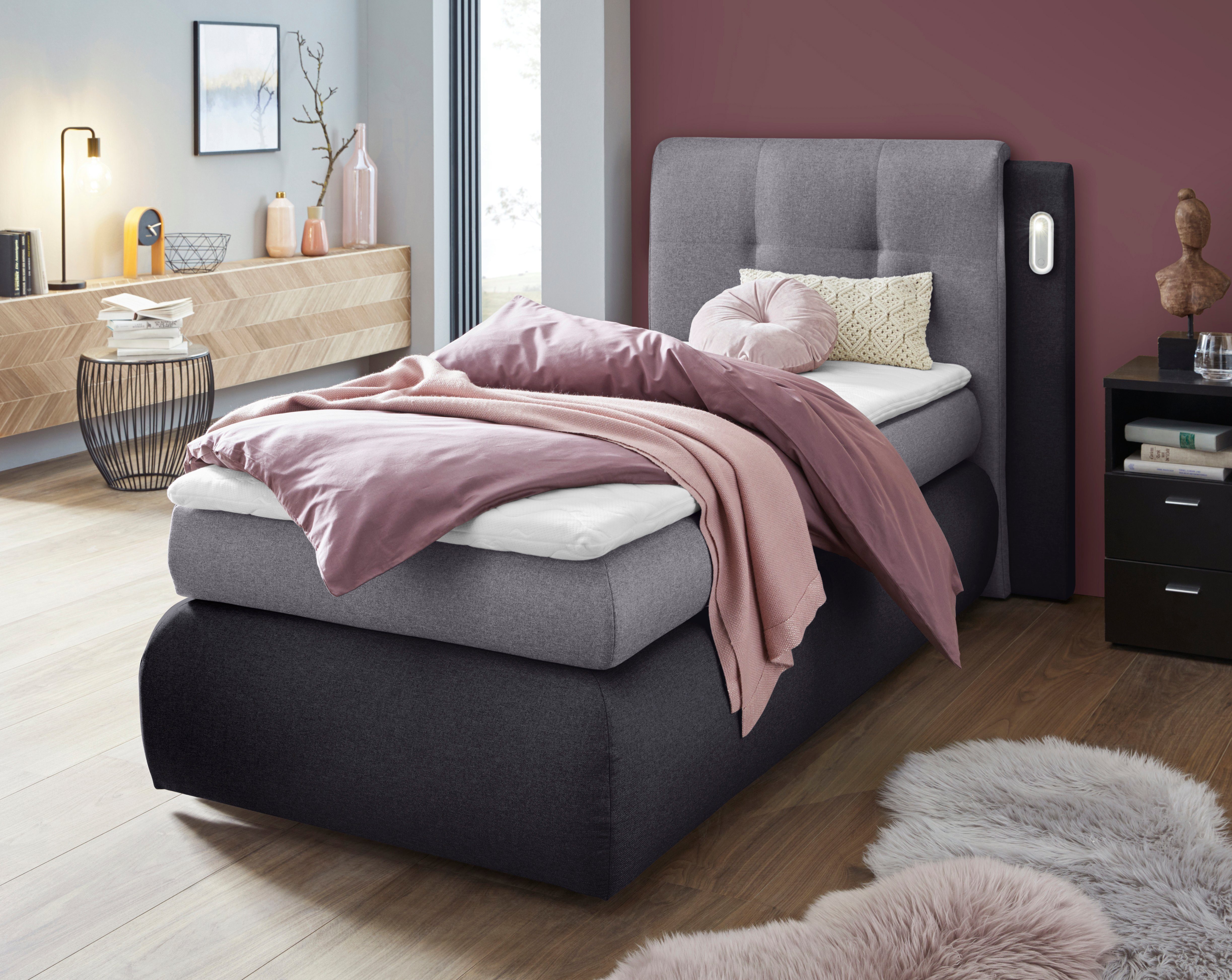 COLLECTION AB Boxspringbett Borna, inklusive Bettkasten, LED-Beleuchtung und Topper