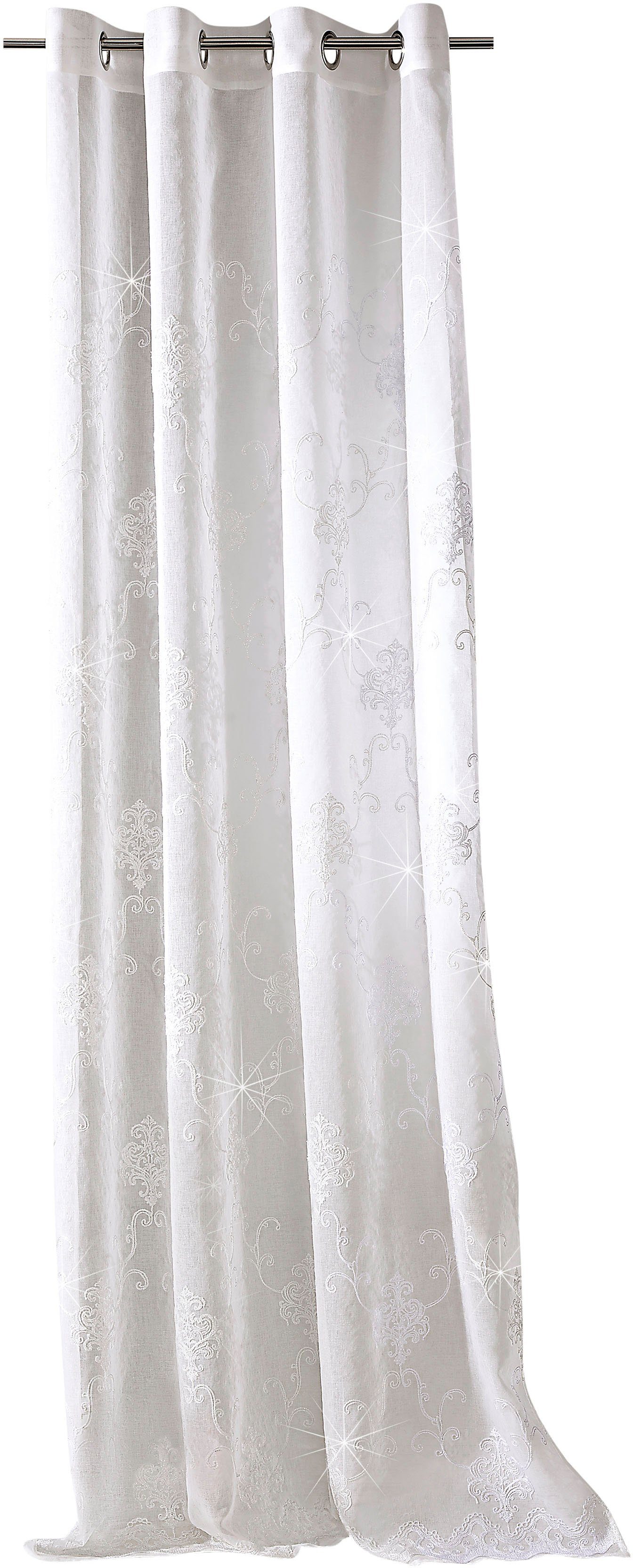 Weckbrodt Vorhang Agatha (1 St), Ösen, halbtransparent, Microfaser, Barock-Stickerei und Lurexfäden, Gardine, Store