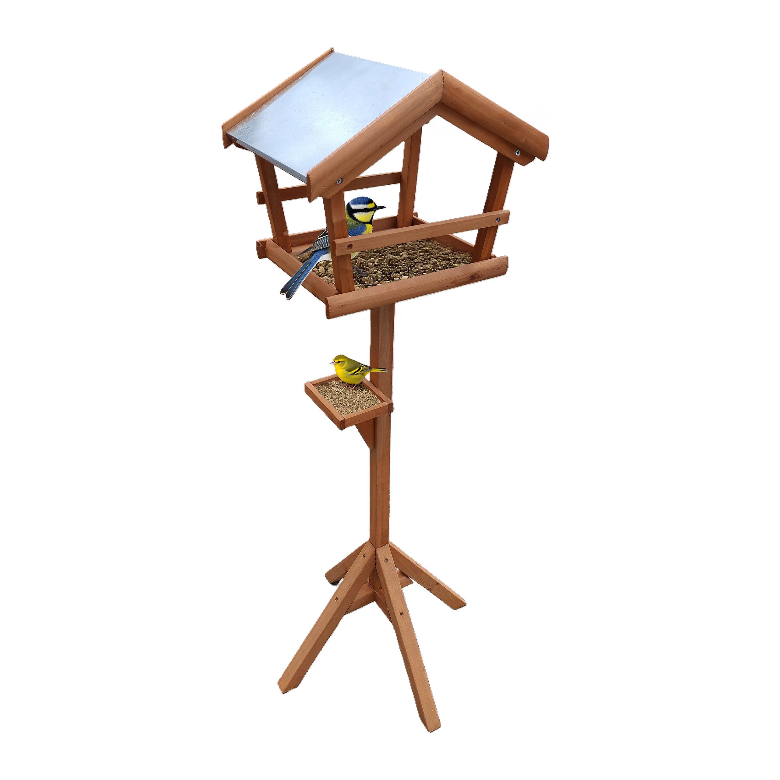 relaxdays Vogelhaus Vogelfutterhaus aus Tannenholz, orange günstig online kaufen