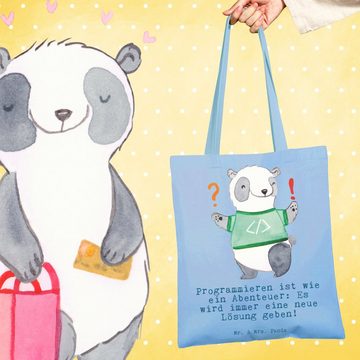 Mr. & Mrs. Panda Tragetasche Panda Programmierer Abenteuer - Sky Blue - Geschenk, Abschied, Arbeit (1-tlg), Design-Highlight