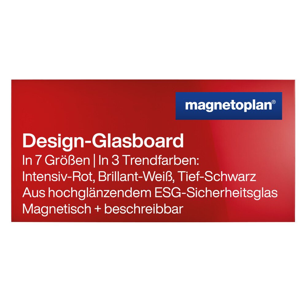 Anzeigetafel Design Glas-Magnettafel - 200x100cm - magnetisch/beschreibbar - Rot