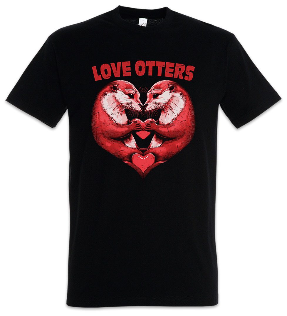 Urban Backwoods Print-Shirt Love Otters Heart Herren T-Shirt Pärchen Couple Braut Brautpaar Liebe (1-tlg) Paar Wildlife lontra Nutria
