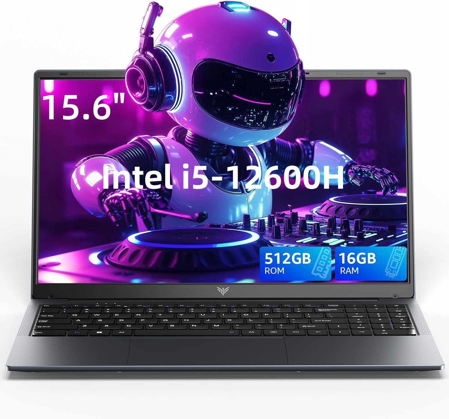 ACEMAGIC 15.6 Zoll Full-HD Intel Core i5-12600H Prozessor,16GB RAM, 512GB SSD Notebook (Intel intel Core i5-12600H Intel Core i5-12600H, Intel lris Xe Graphics eligible, 16 GB, 512 GB SSD, 180° Drehung, bis zu 4.5GHz, W11 Pro, Deutsche Tastaturaufkleber)