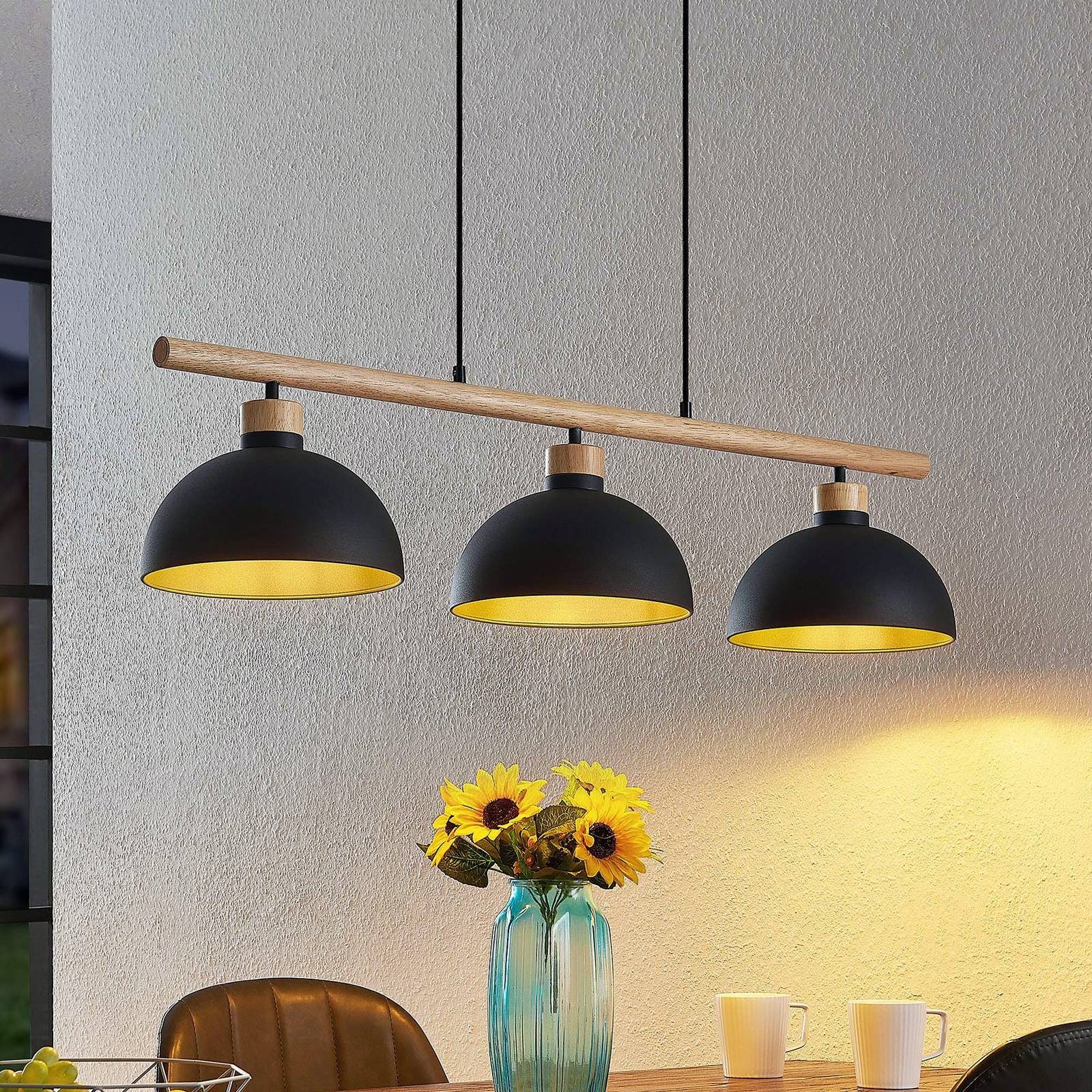 Lindby Hängeleuchte Tirzana, Metall, Schwarz IP20, 3 x 60 W