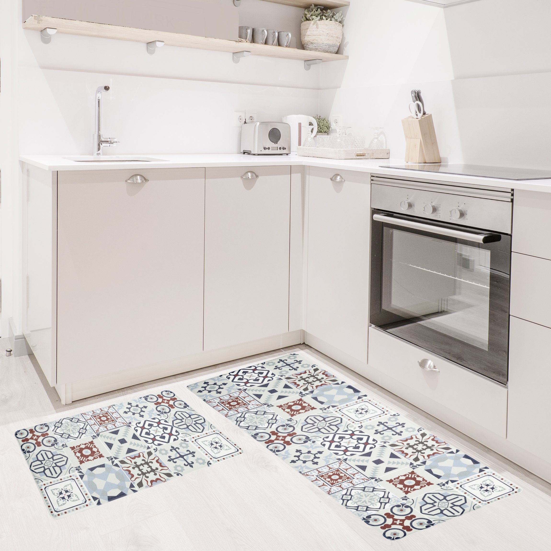Küchenteppich waschbar rutschfest Navaris - Teppich 2x Läufer Set, Küchenläufer