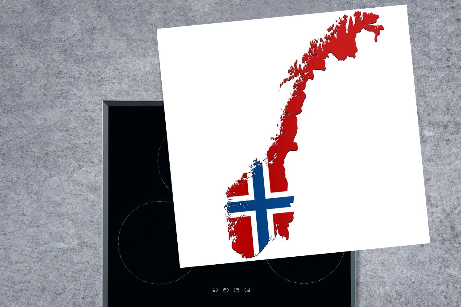MuchoWow Herdblende-/Abdeckplatte Illustration von Norwegen 78x78 Flagge, Farben in der Vinyl, (1 für küche den cm, Arbeitsplatte Ceranfeldabdeckung, tlg)