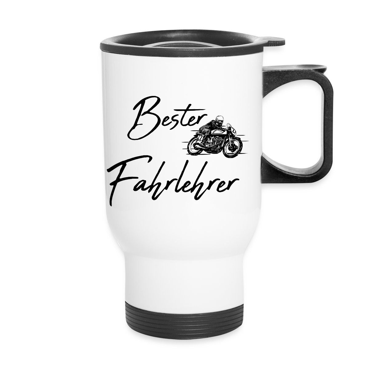 Spreadshirt Tasse Bester Fahrlehrer Spruch Fahrschule Thermobecher mit Henkel, Edelstahl