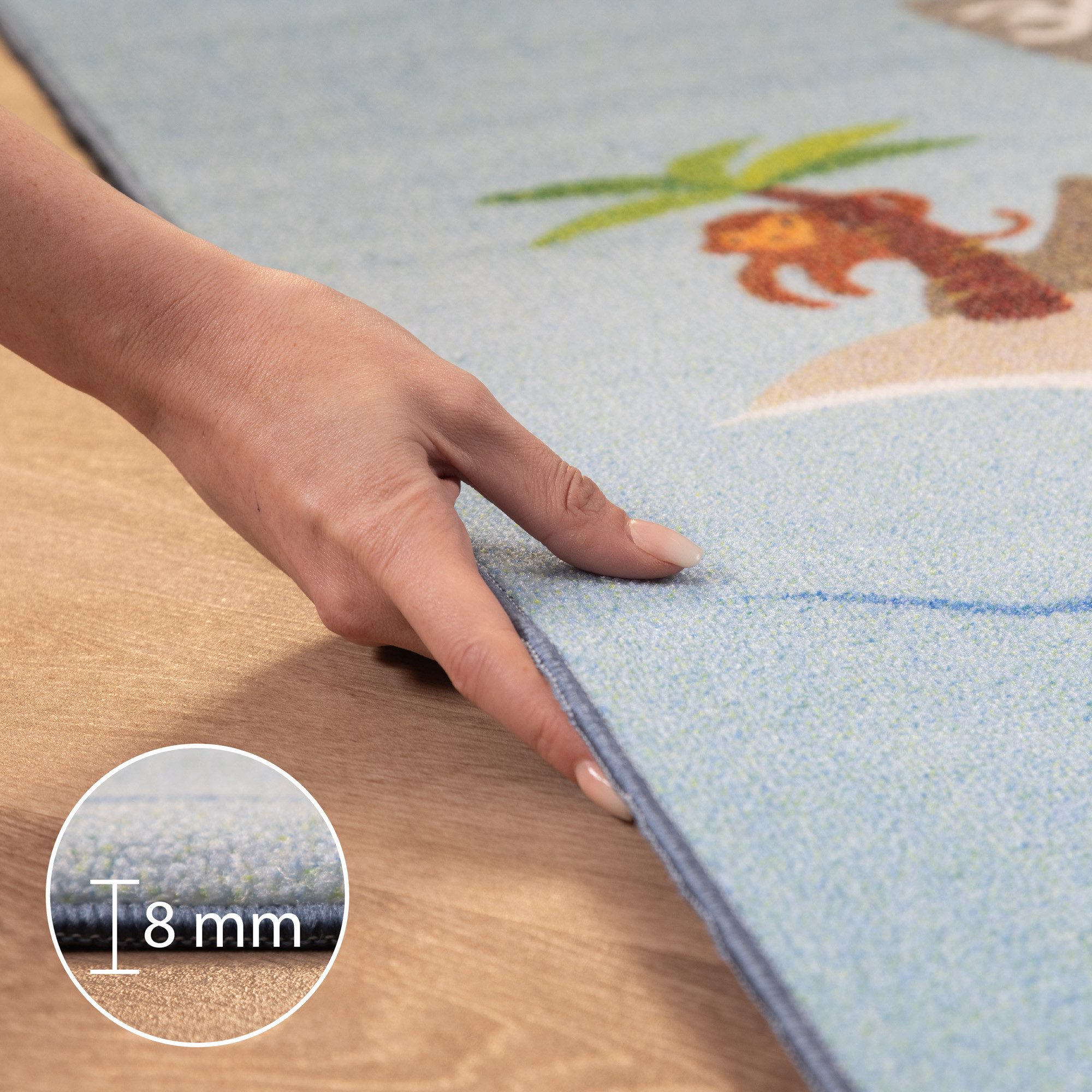 Carpettex Kinderteppich Piraten-Design, Rechteckig, Höhe: 7 mm, Kinderteppich Piraten-Design Teppich Kinderzimmer Rutschfest Waschbar