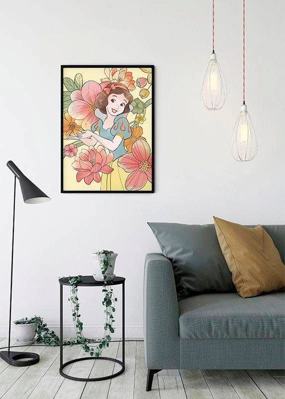 Komar Poster Snow White Schlafzimmer, St), (1 Kinderzimmer, Disney Flowers, Wohnzimmer