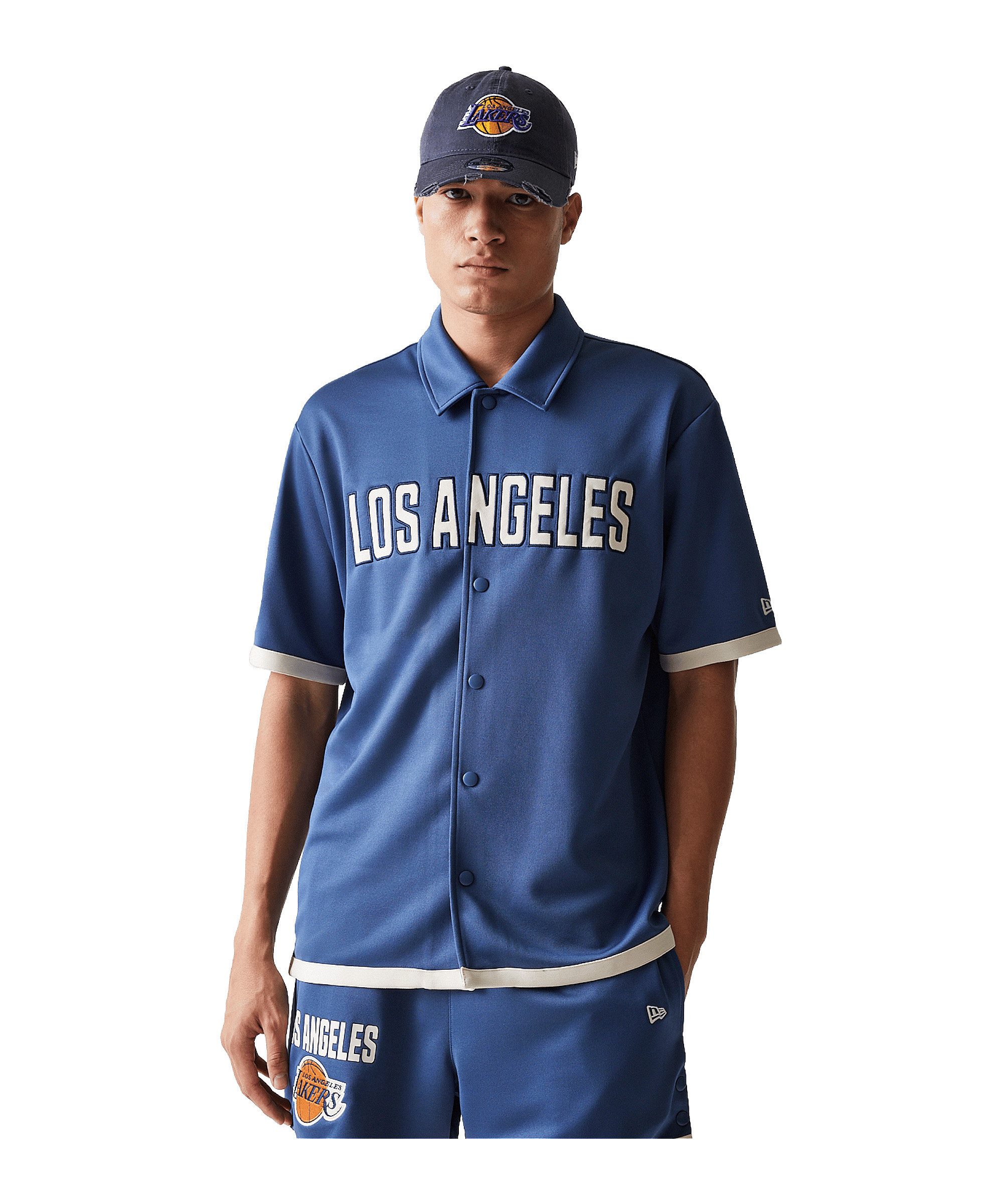 New Era T-Shirt New Era NBA Snap Button Los Angeles Lakers Hemd Polyester