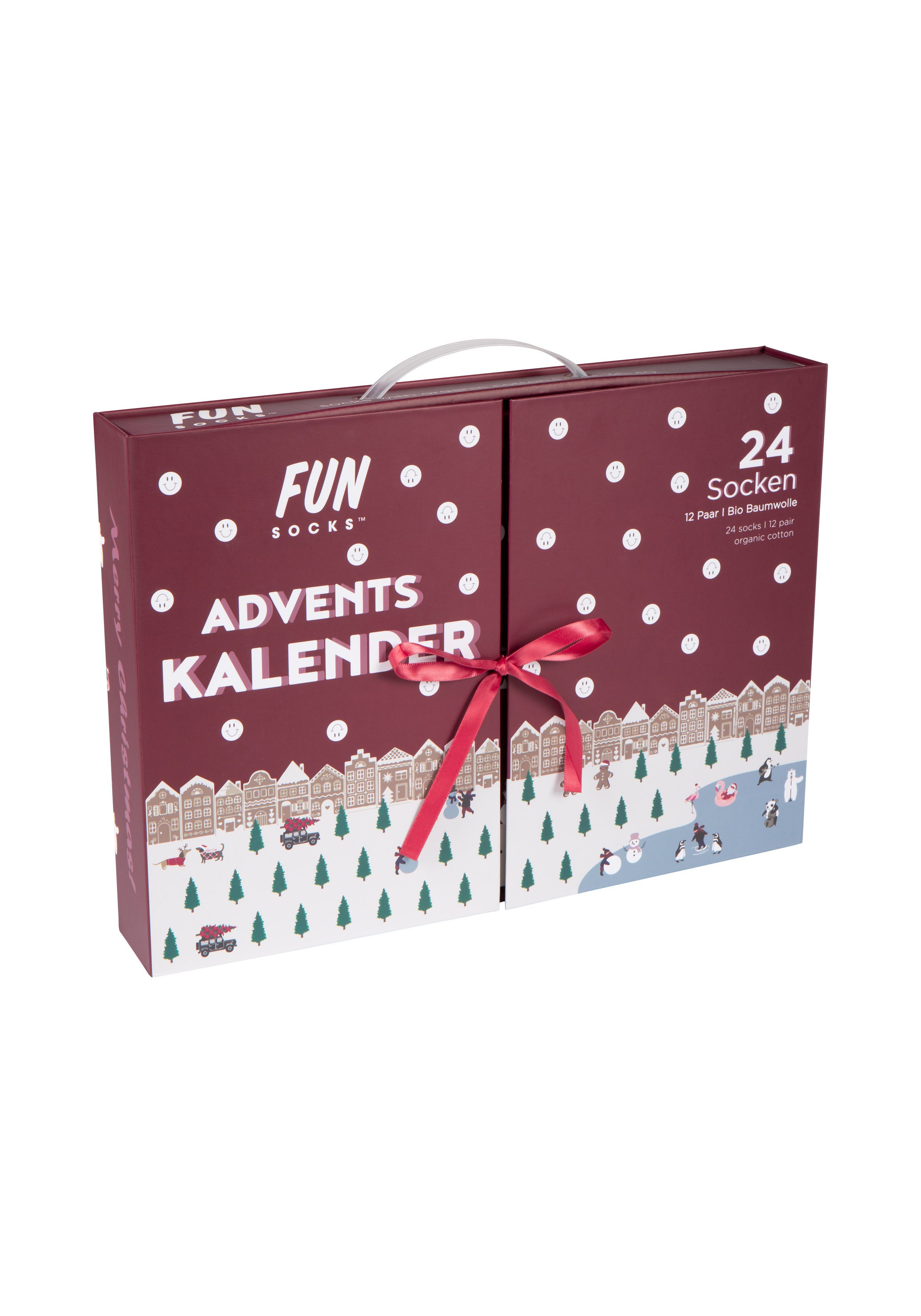 Fun Socks Adventskalender Motifs (24-tlg), mit Weihnachtsmotiven, elastischer Bund