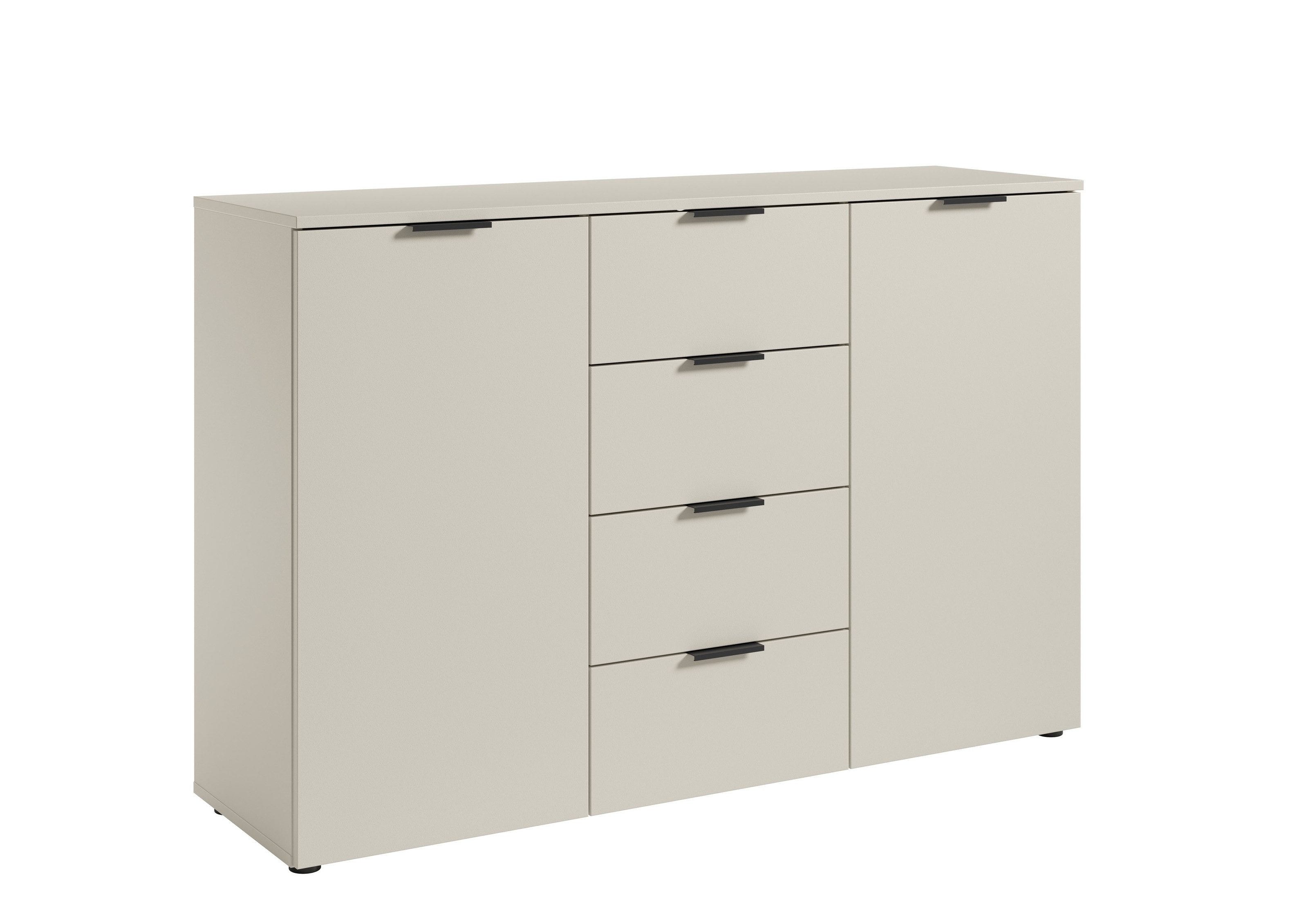 PREISBRECHER Sideboard Linz, 2 Türen, 4 Schübe, in Kaschmir - 135x90x40cm (BxHxT)