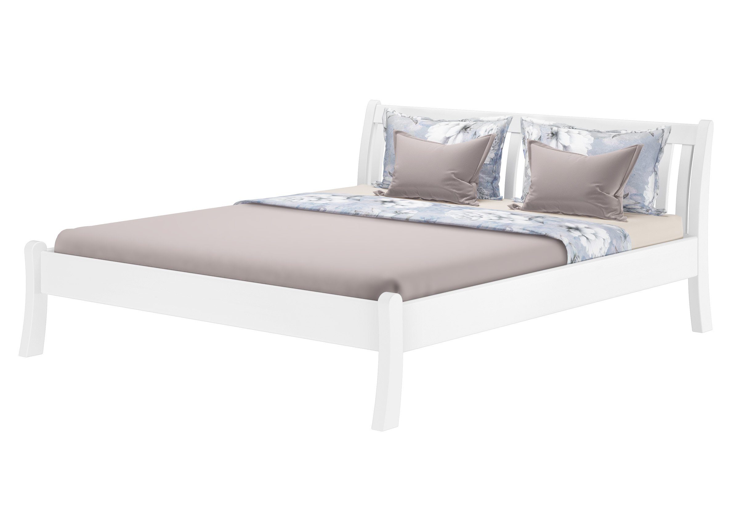 ERST-HOLZ Bett Doppelbett hohe Sitzkante Kiefer weiß 180x200 cm, Kieferwaschweiß