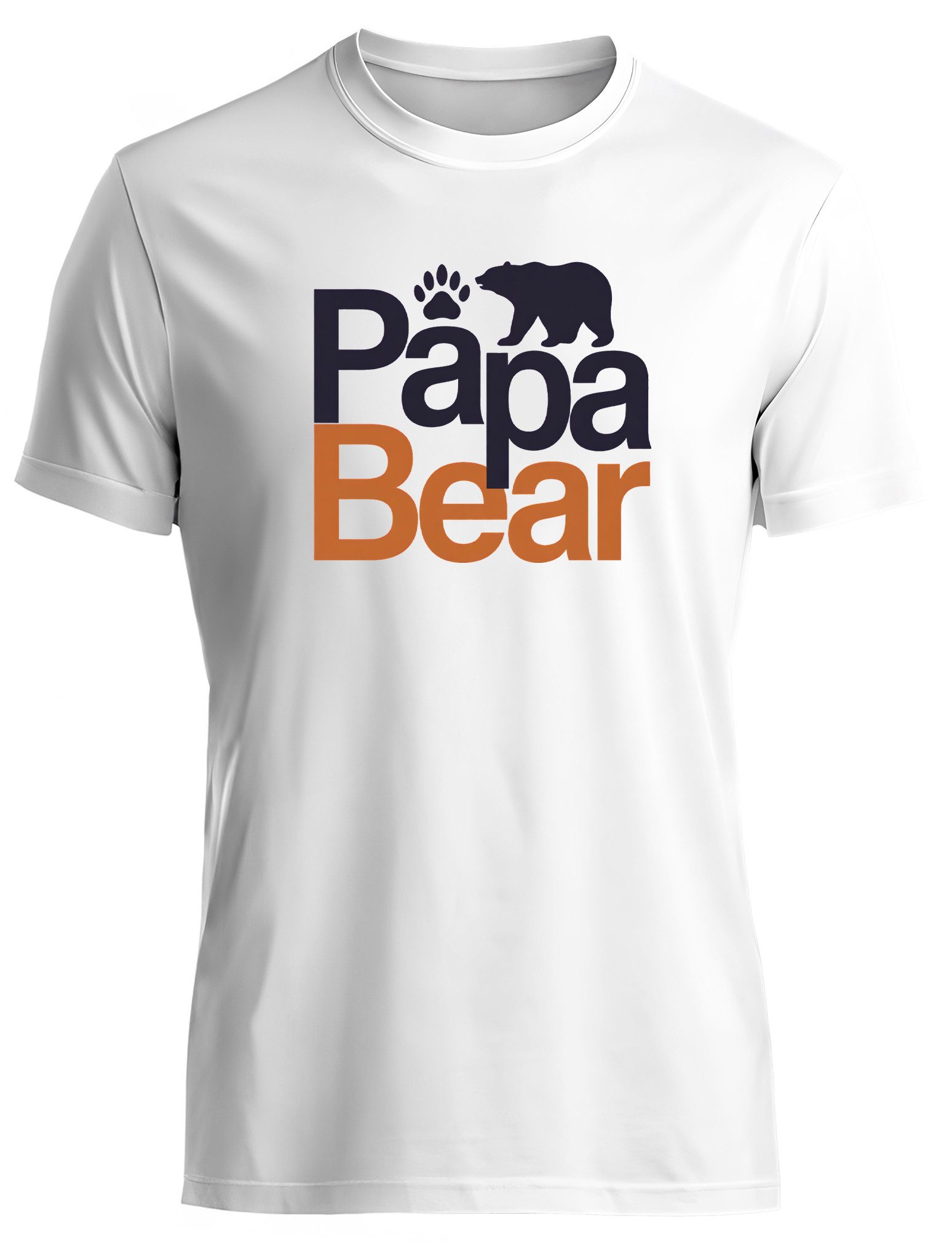 MyDesign24 T-Shirt Papa Bear Vatertag T-Shirt weiss kurzarm Regular Fit i828