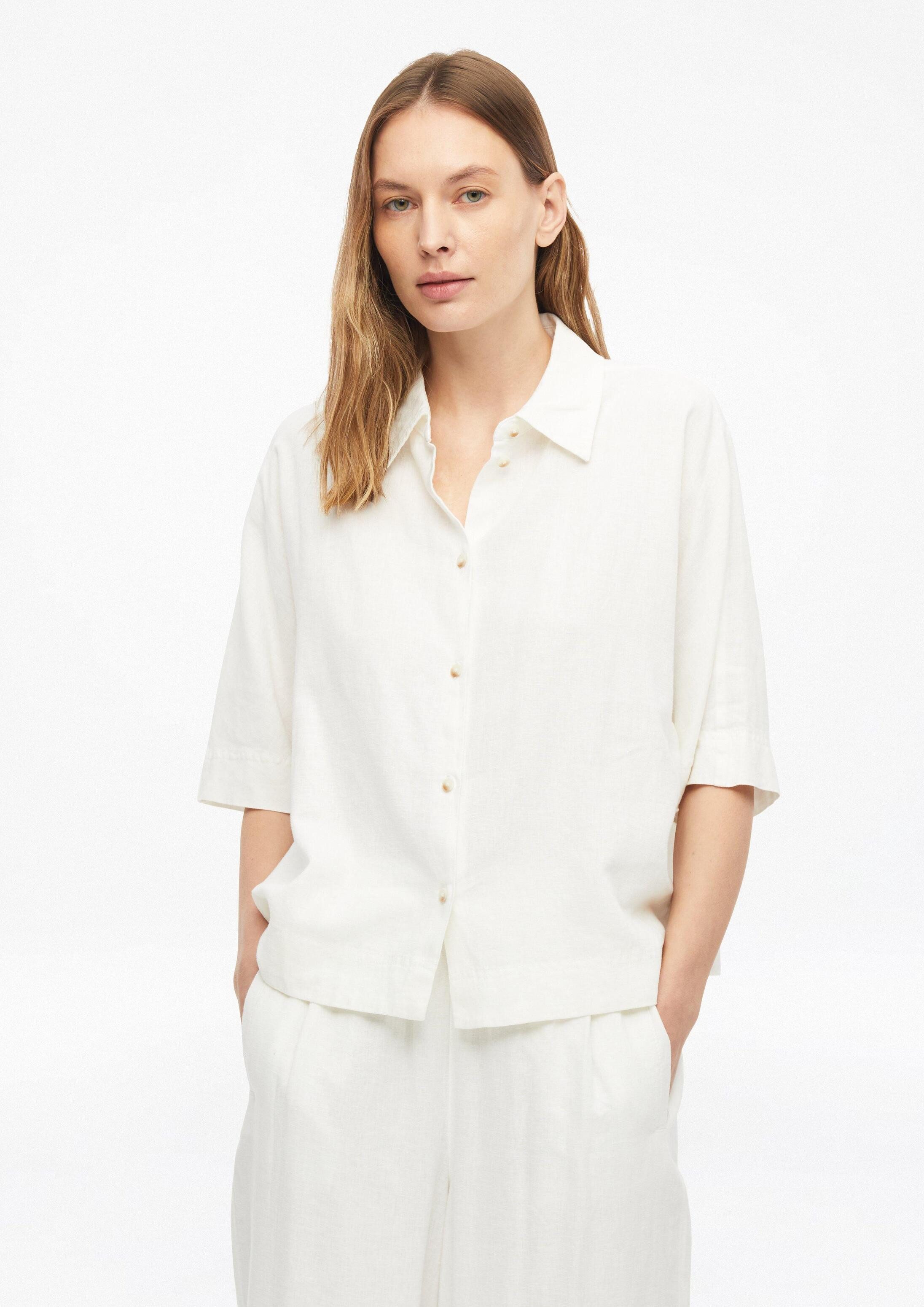s.Oliver Kurzarmbluse Bluse Kurzarm-Bluse aus Leinenmix
