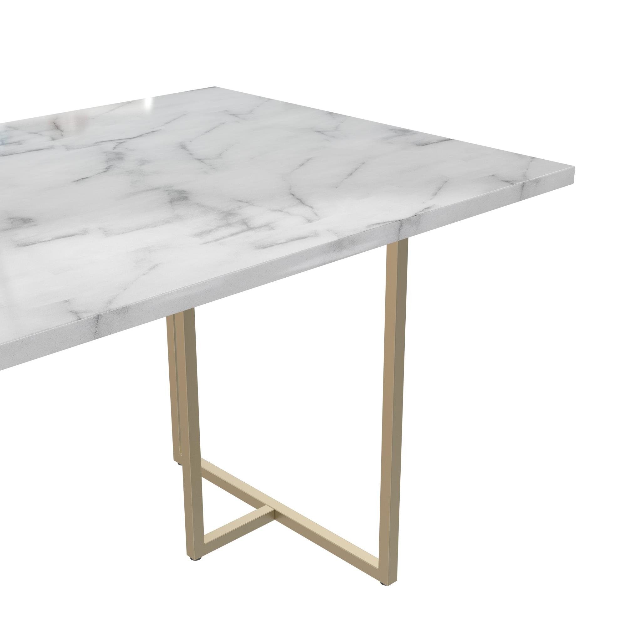 Astor, Tisch Marmoroptik loft24 weiß mit Breite Esstisch cm Metallgestell, 162,5 in