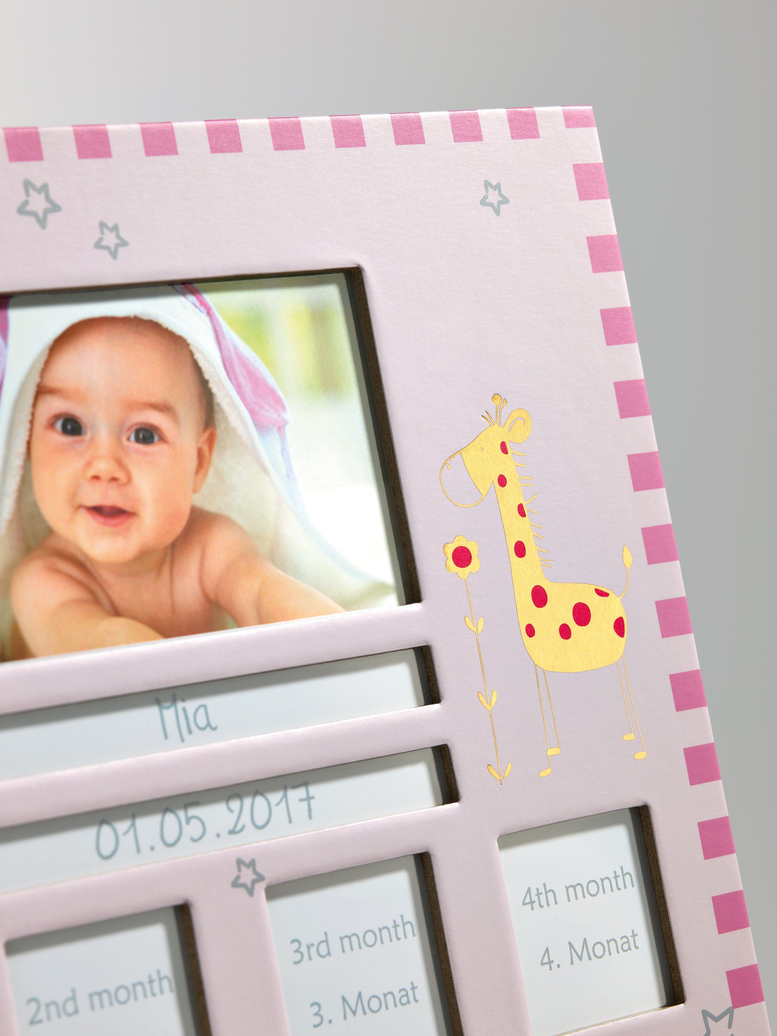Walther Design Fotoalbum Babyalben und Aufbewahrungsboxen Baby Animal, blau/Elefant (Folienprägung), rosa/Giraffe (Folienprägung)