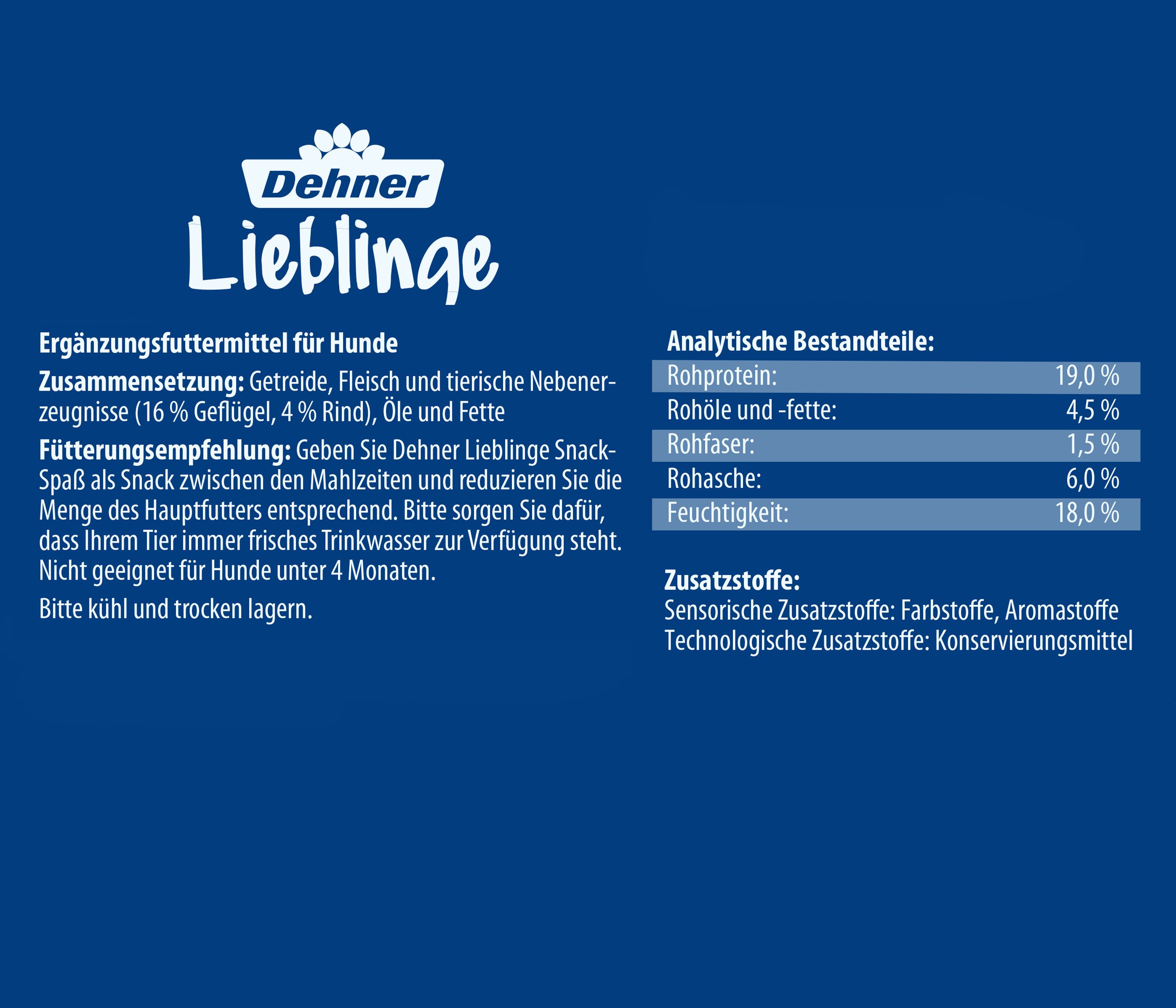 Dehner Lieblinge Hundesnack Snackbox Jumbo, Sortenmix, 1.2 kg, Snack für: Hunde, Leckerli für ausgewachsene Hunde, zuckerfrei