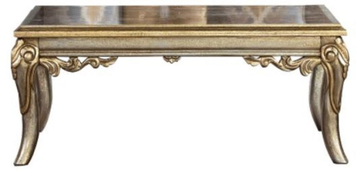 Casa Padrino Couchtisch Luxus Barock Couchtisch Silber / Gold - Handgefertigter Massivholz Wohnzimmertisch im Barockstil - Barock Möbel - Edel & Prunkvoll