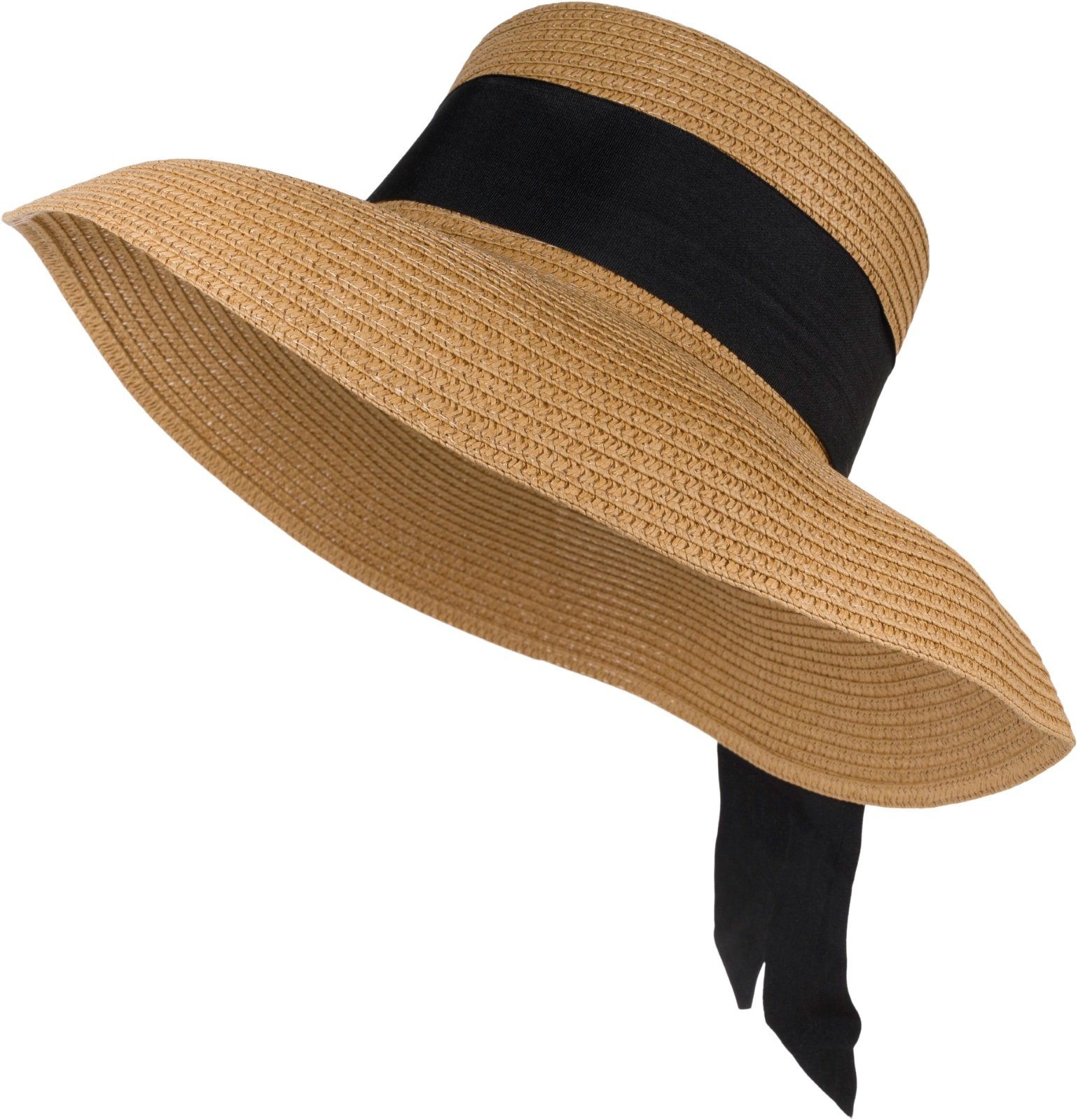 styleBREAKER Sonnenhut Papier Strohhut mit Schwarzem Zierband (1-St)