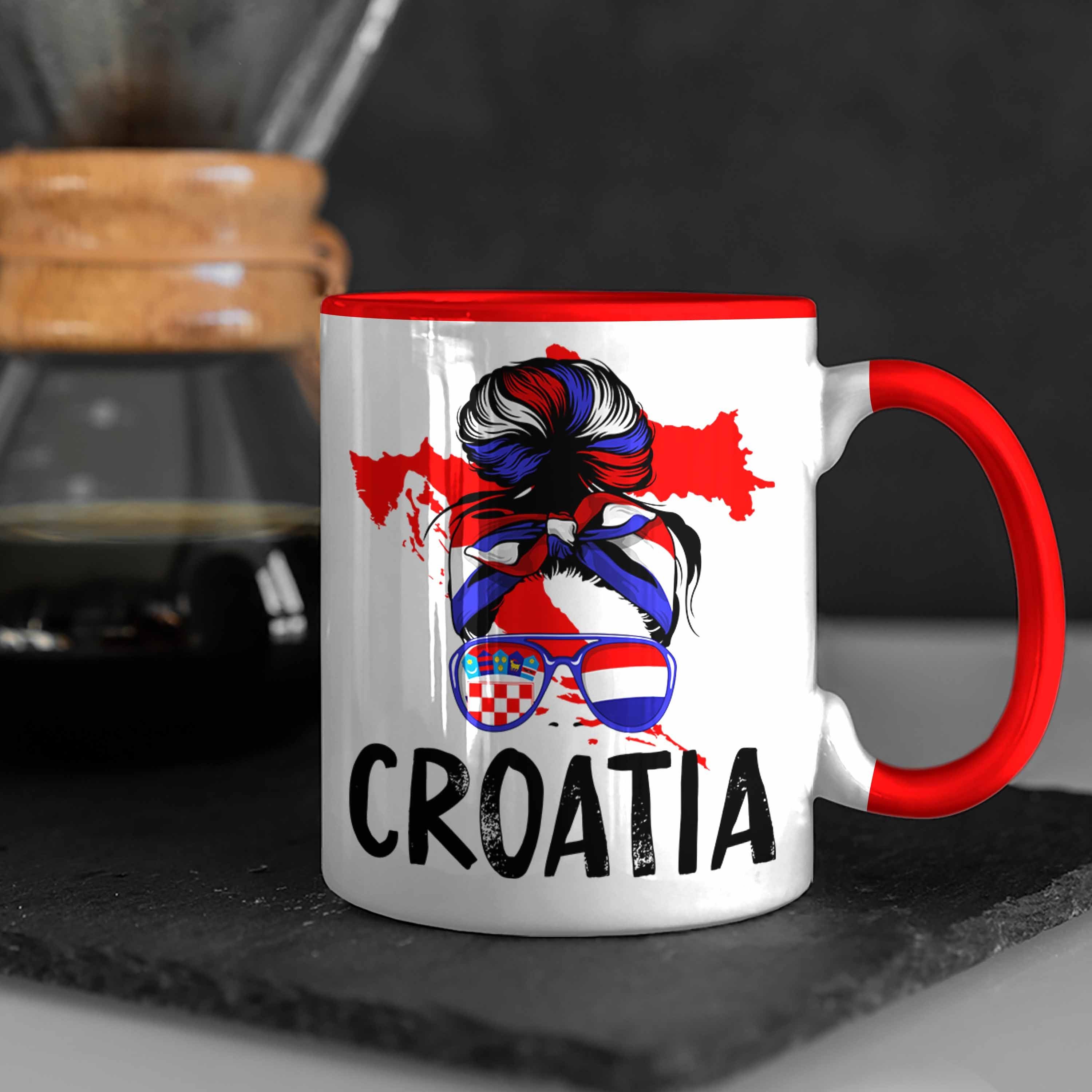 Tasse Croatia Tasse für Kroatische Geschenkide Kroatien Geschenk Heimat Trendation Rot Frau