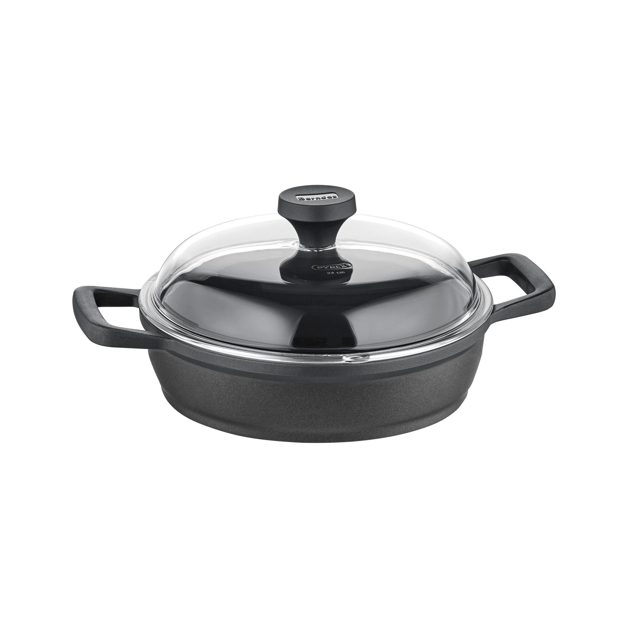 Berndes Servierpfanne mit Glasdeckel 28 cm, Aluminium, schwarz - Edition 100, Aluminium-Vakuumdruckguss