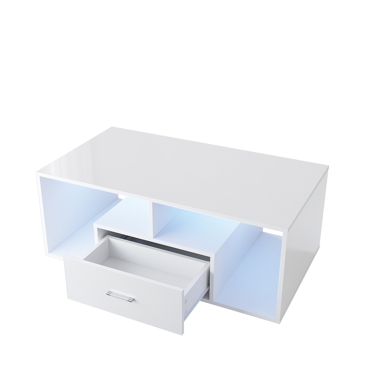 SONNI Couchtisch Praktischer und bequemer minimalistischer weißer Couchtisch mit LED