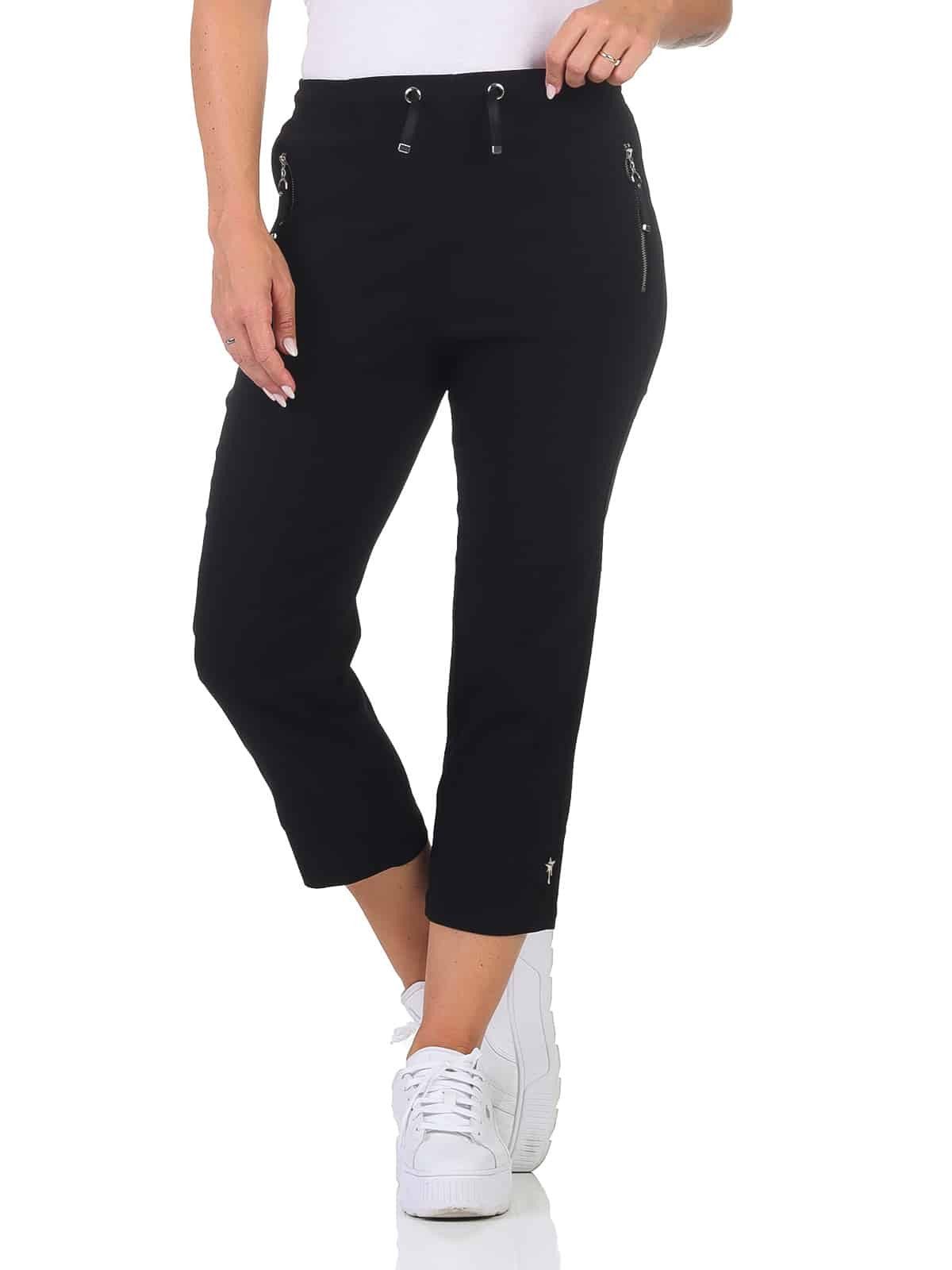 Alica Collection 7/8-Hose Sommerhose Damen Kurzgröße Caprihose Stretch Chinohose Kurzgröße, elastischer Gummibund mit Kordelzug