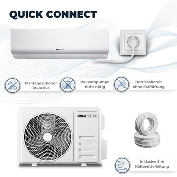 HOME DELUXE 4-in-1-Klimagerät Klimaanlage SPLIT 12000 BTU, Ouick Connect - keine Vakuumpumpe nötig, WiFi – App gesteuert