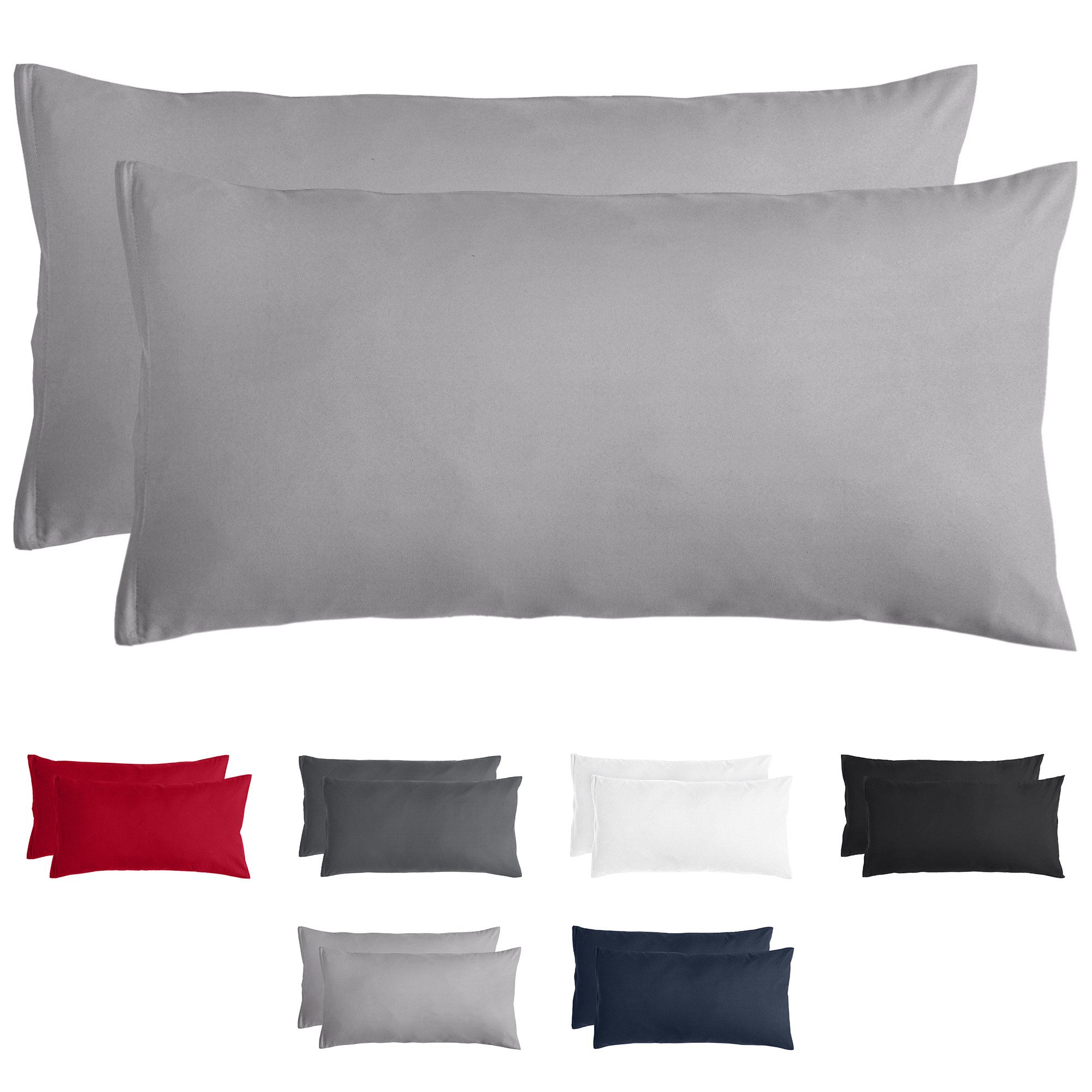 Komfortec Kissenbezug Premium Kopfkissenbezug, gebürstet 100% Mikrofaser 90g/m², (2 Stück), 40x80 cm mit Reißverschluss, Superweiches Kissenhülle Set