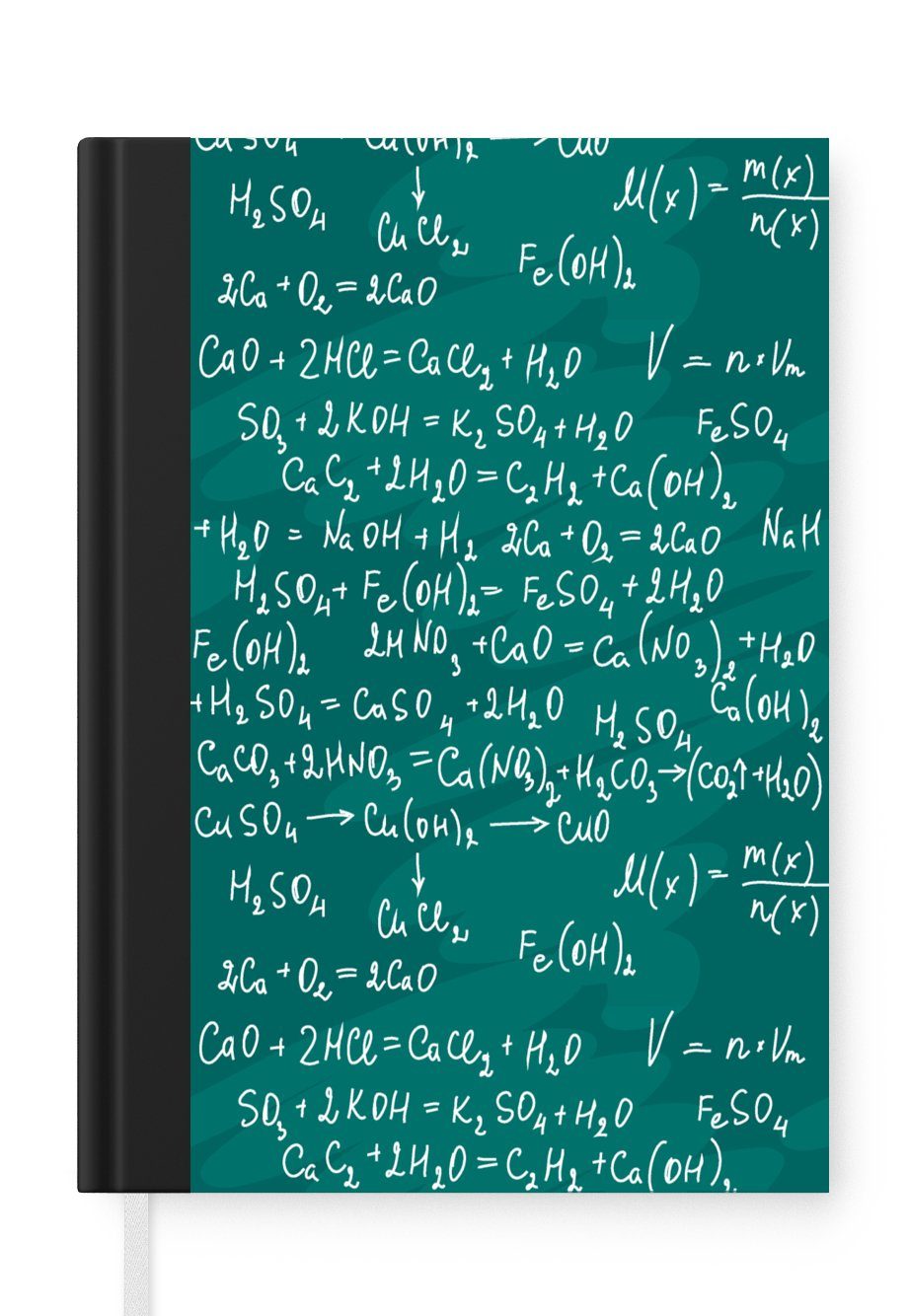MuchoWow Notizbuch Chemie - Kreidetafel - Figuren - Muster, Journal, Merkzettel, Tagebuch, Notizheft, A5, 98 Seiten, Haushaltsbuch | Notizbücher