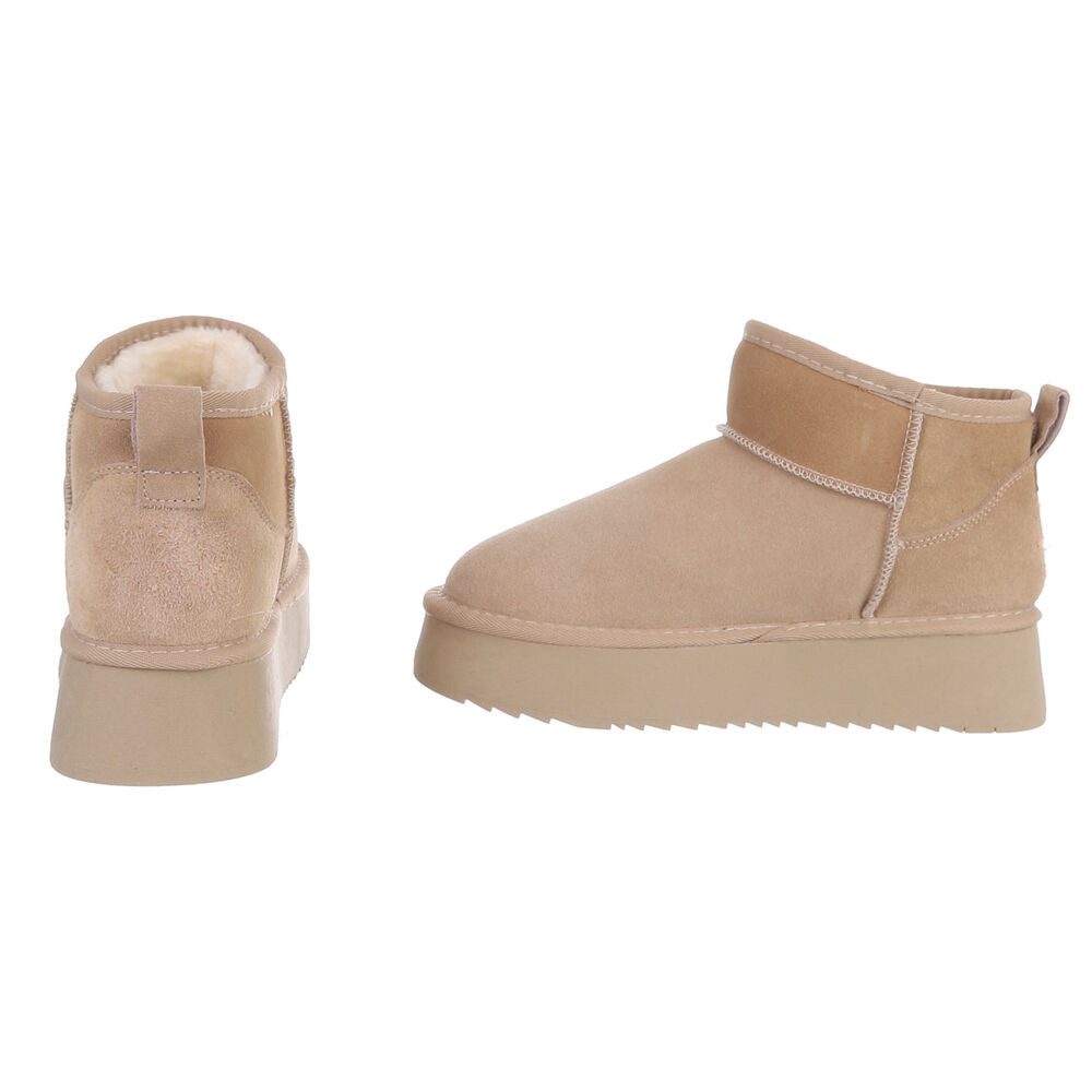 Ital-Design Damen Leder Plateau Boots Freizeit & Alltag Snowboots (91971149) Flach Stiefeletten in Hellbraun – Bild 5 von 5
