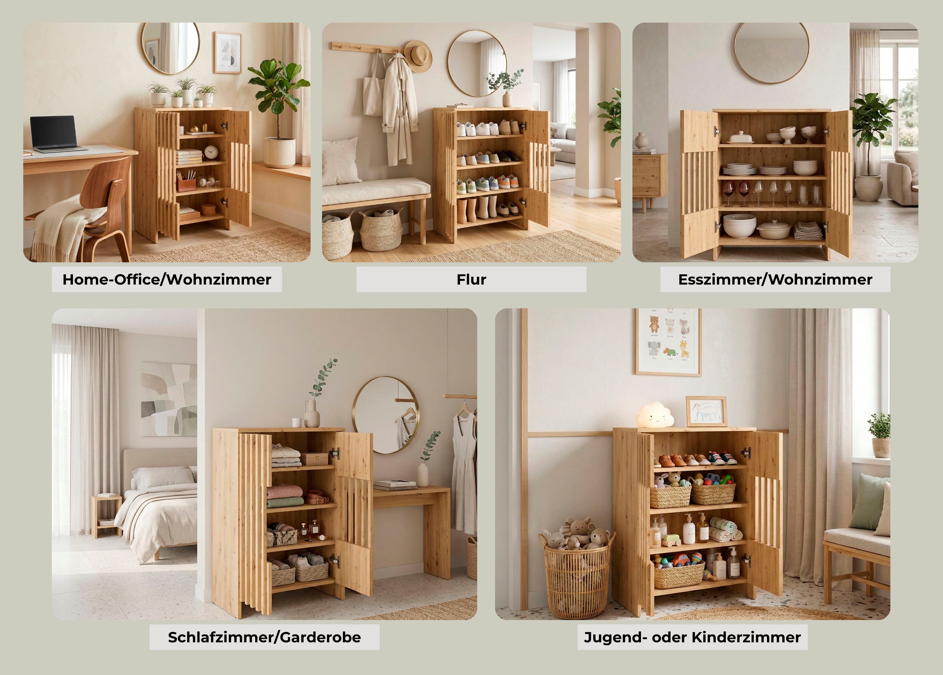 OTTO home Mehrzweckschrank (Maße B/T/H: 60/35,4/87 cm) Kommode mit viel Stauraum, Maße B/T/H: 60/35,4/87 cm – Bild 4 von 5