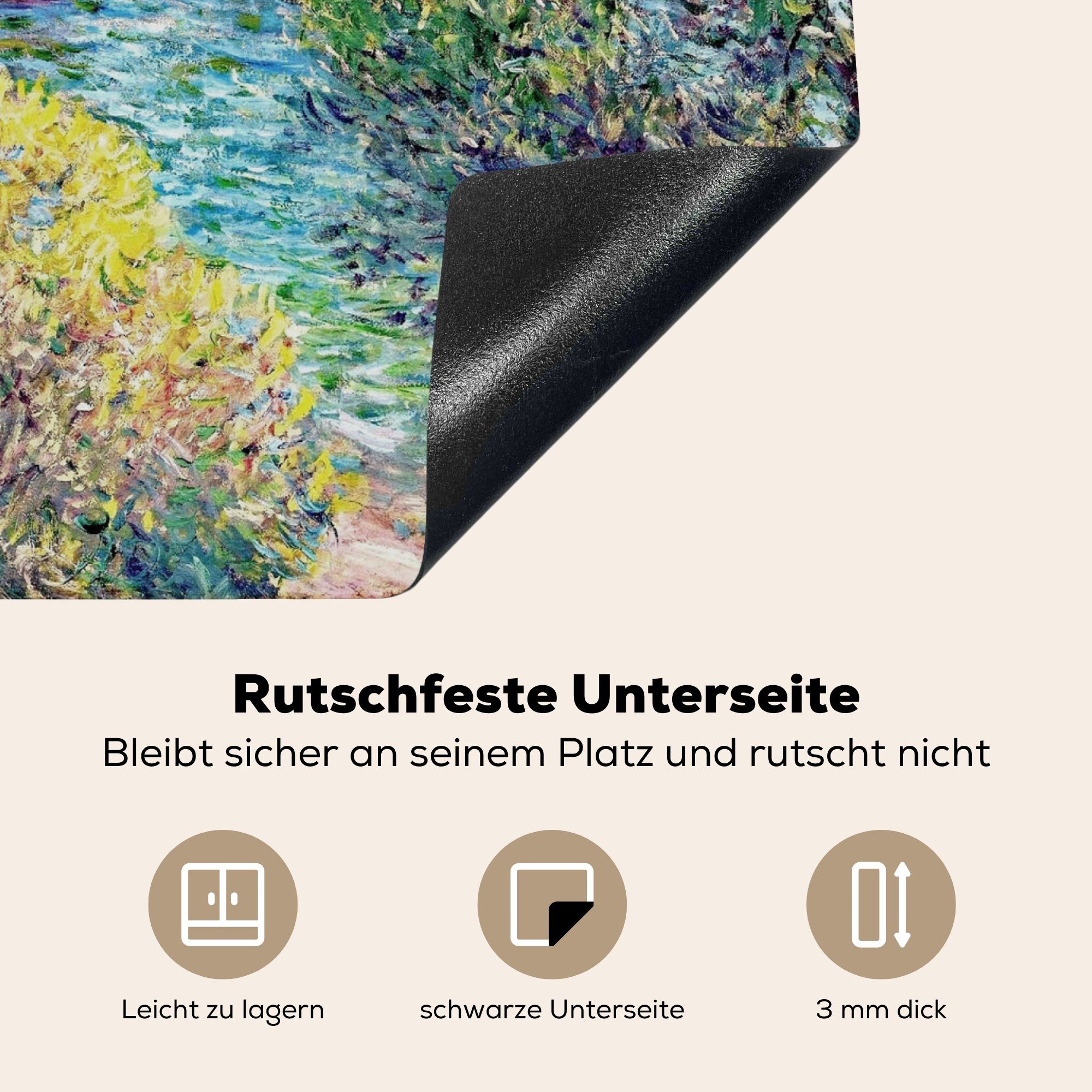 Induktionsmatte Vinyl, Landschaft (1 Montecarlo tlg), bei MuchoWow Claude Herdblende-/Abdeckplatte für - Gemälde cm, von Ceranfeldabdeckung küche, 59x52 Monet, die