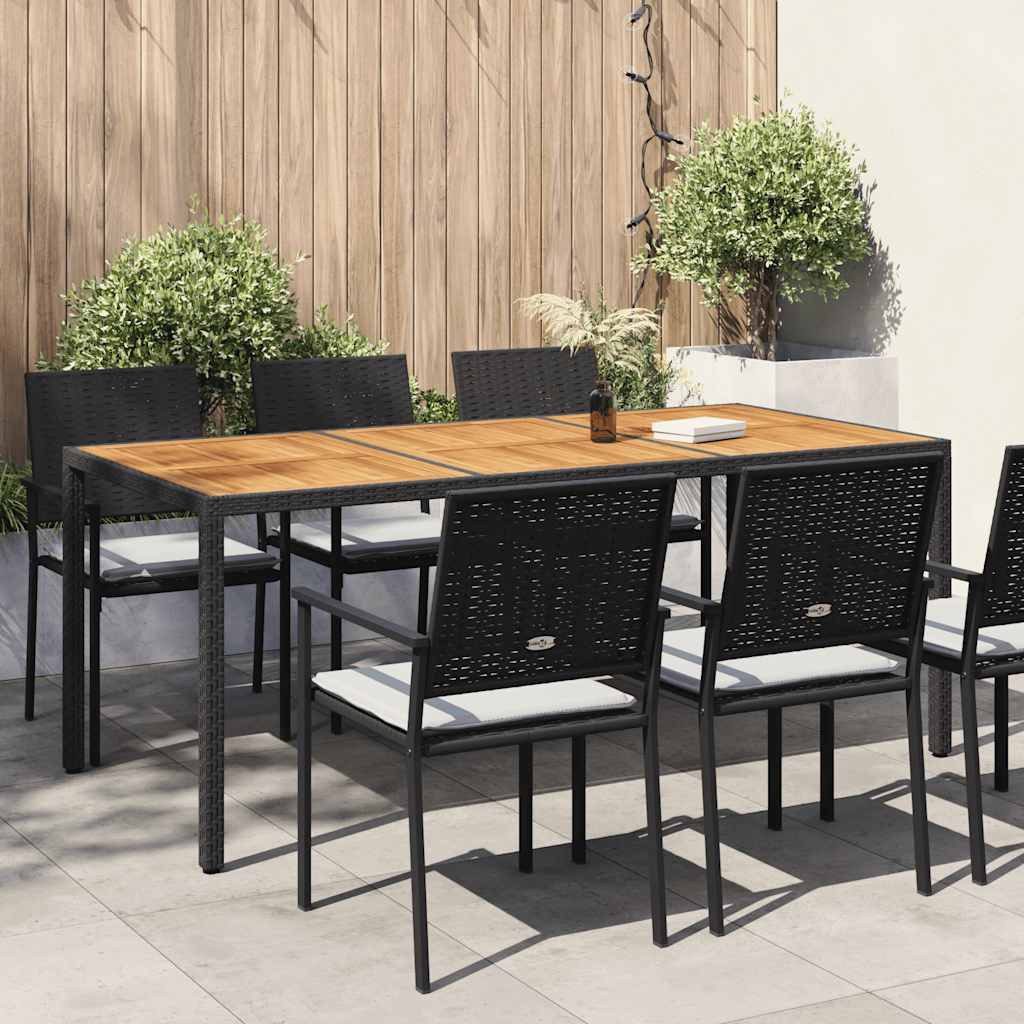 vidaXL Gartentisch Gartentisch 190x90x75 cm Poly Rattan und nholz Schwarz (1-St)