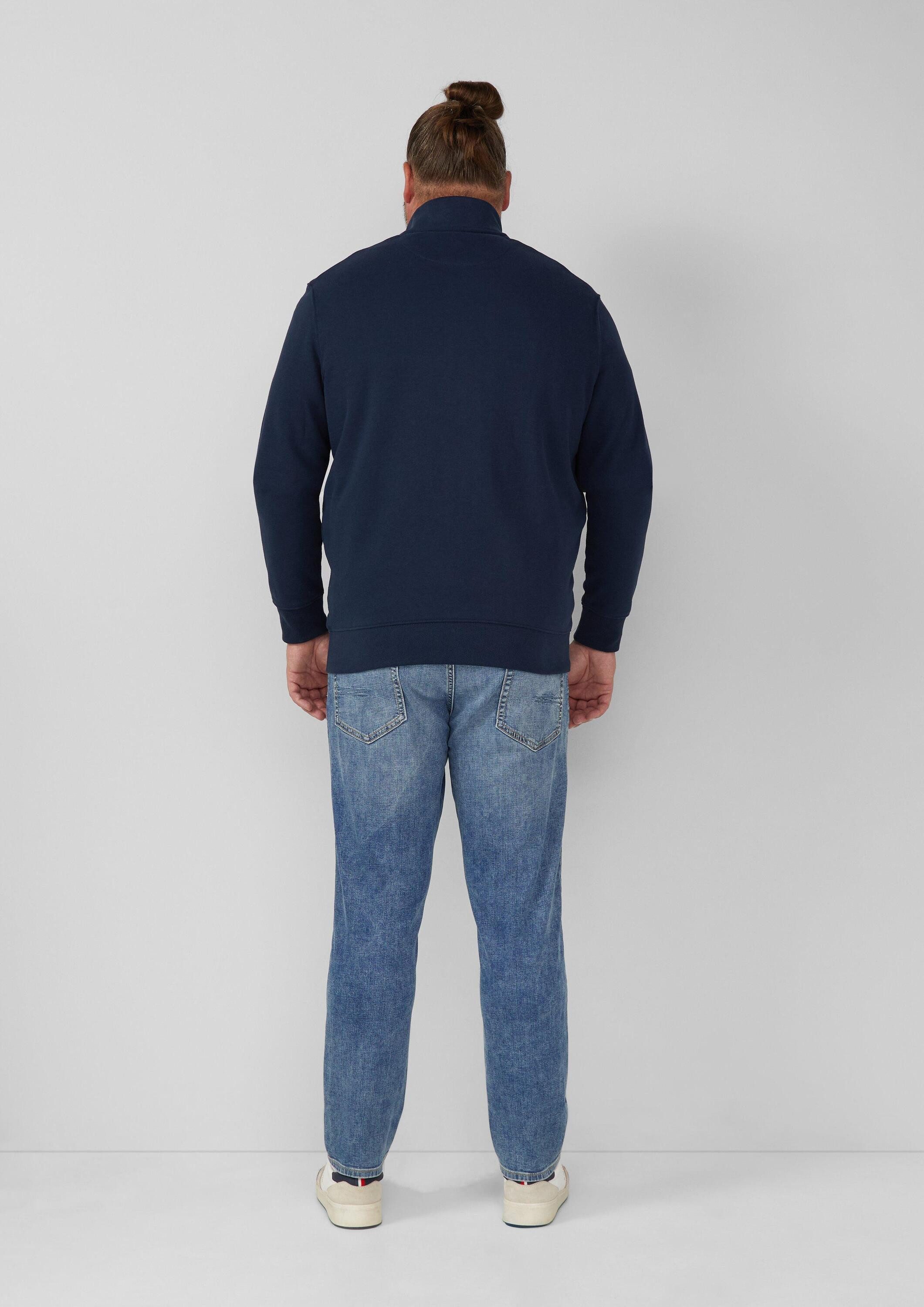 s.Oliver Sweatjacke Sweatshirt Jacke Sweatjacke mit Stehkragen und Label-Print
