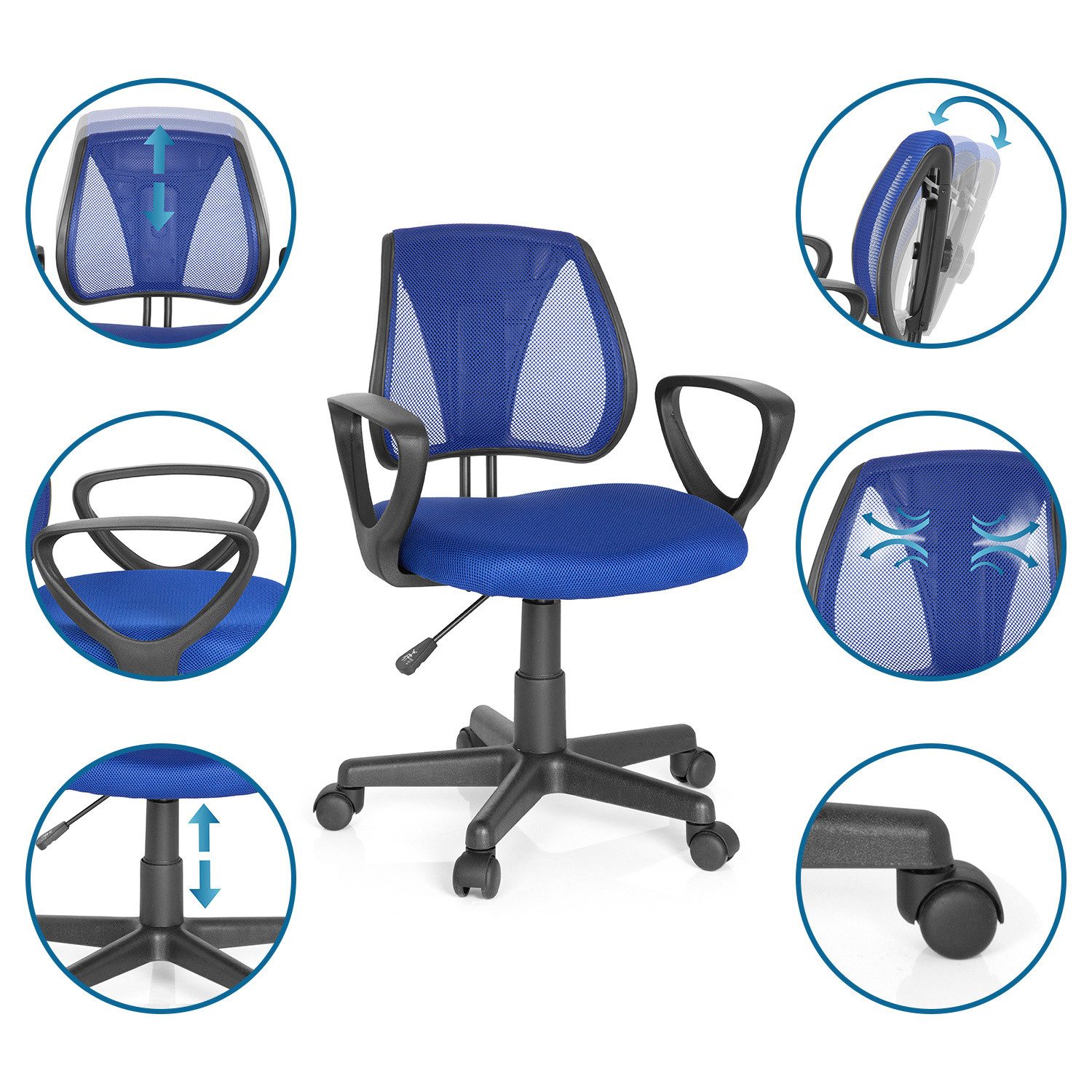 hjh OFFICE Drehstuhl Kinderdrehstuhl KIDDY CD Stoff / Netzstoff (1 St), Kin günstig online kaufen