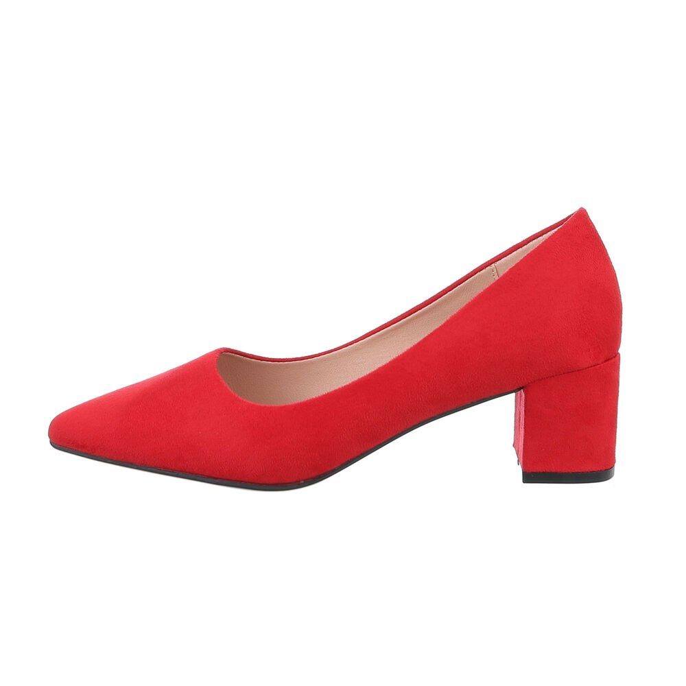 Abendschuhe Ital-Design Rot Damen Klassische Elegant in Pumps Pumps Blockabsatz