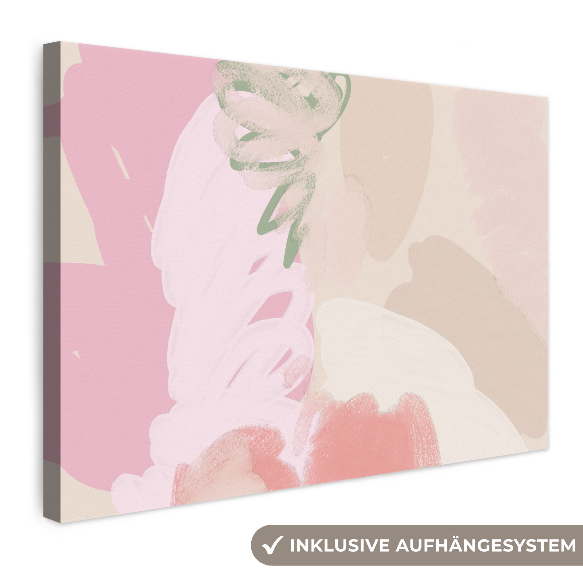 OneMillionCanvasses® Leinwandbild Rosa - Kunst - Abstrakt - Modern, Fotodruck (1 St), Boho Style Deko Wand, Bohemian Wanddeko Bilder, 30x20 cm