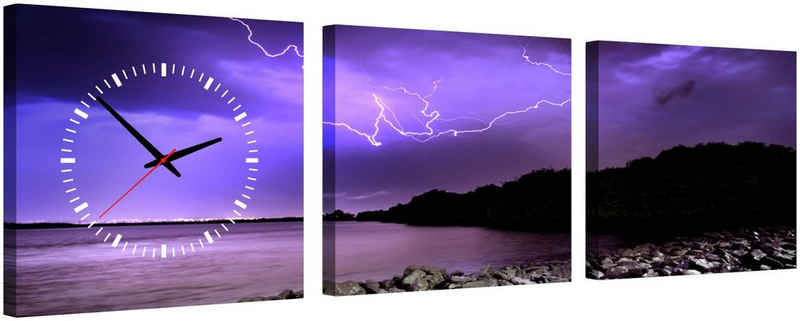 Conni Oberkircher´s Bild Wrath of Nature - Gewitter am See, Landschaften (Set), auf kunstvollem Leinwanddruck, Blitz, Sturm, Unwetter, Ufer