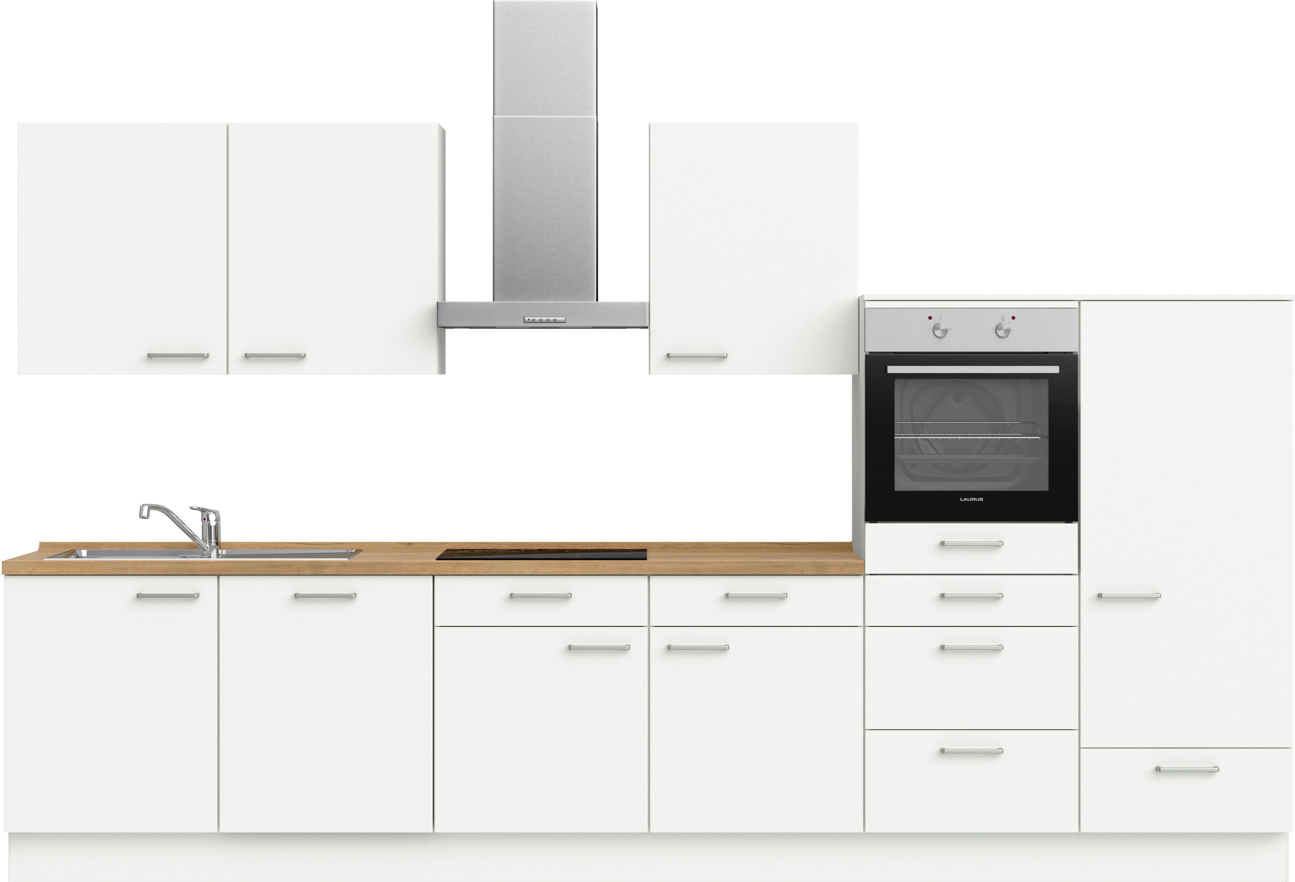 nobilia® Küchenzeile "Touch I", NEU: individuell anpassbar mit gratis Profi-Beratung, vormontiert, Breite 360 cm, Ausrichtung wählbar, wahlw. mit E-Geräten