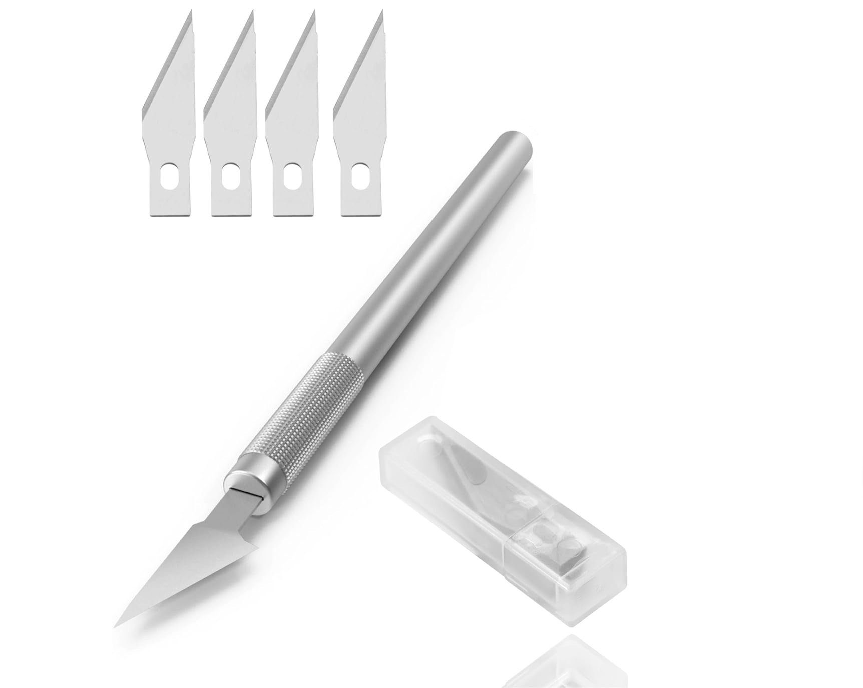 Bastelfreund® Messerklinge 2x Scalpel Knife Skalpell inkl. 20x Ersatzklingen Bastelmesser (1-St., 2x Skalpell inkl. 20 Ersatzklingen), mit Aufbewahrungsbox