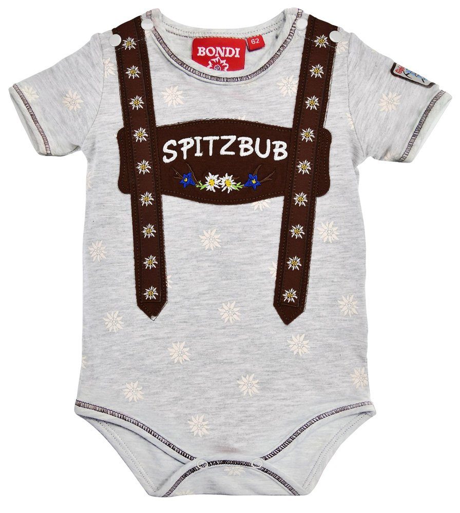 BONDI Body Baby Body Unterziehbody "Spitzbub" in Lederhosenoptik 91378, Grau