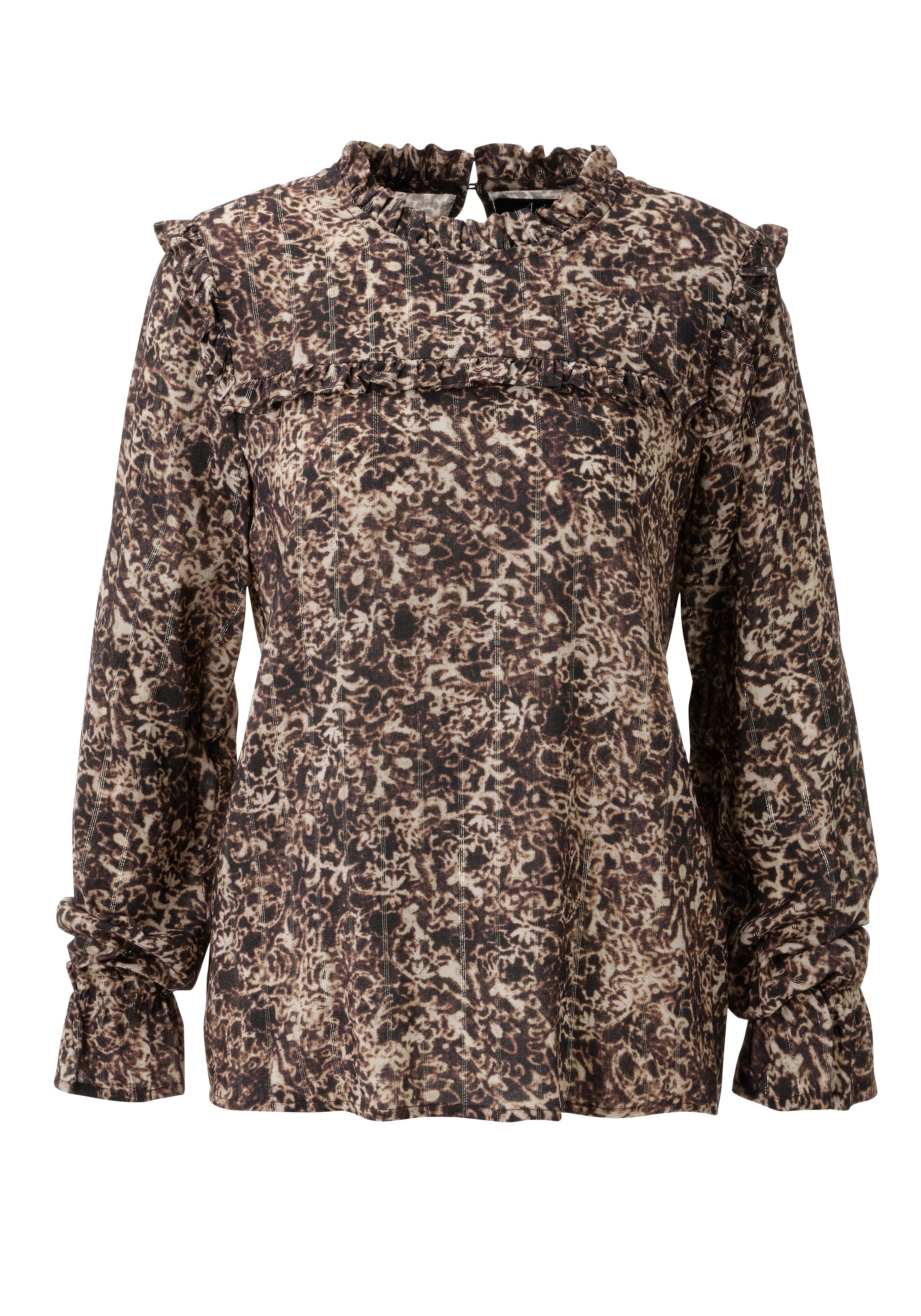 Aniston CASUAL Schlupfbluse mit Glanzfäden im grafischen Blumendruck - NEUE KOLLEKTION – Bild 5 von 5