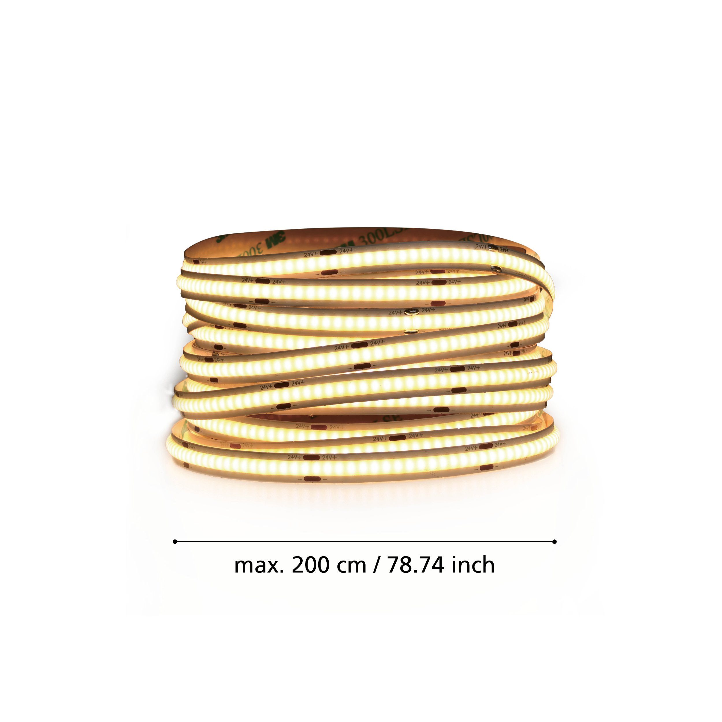 EGLO LED Lichtleiste Cob stripe, Leuchtmittel inklusive, LED Strip, 2m Streifen kürzbar, inkl. Fernbedienung, zum Kleben