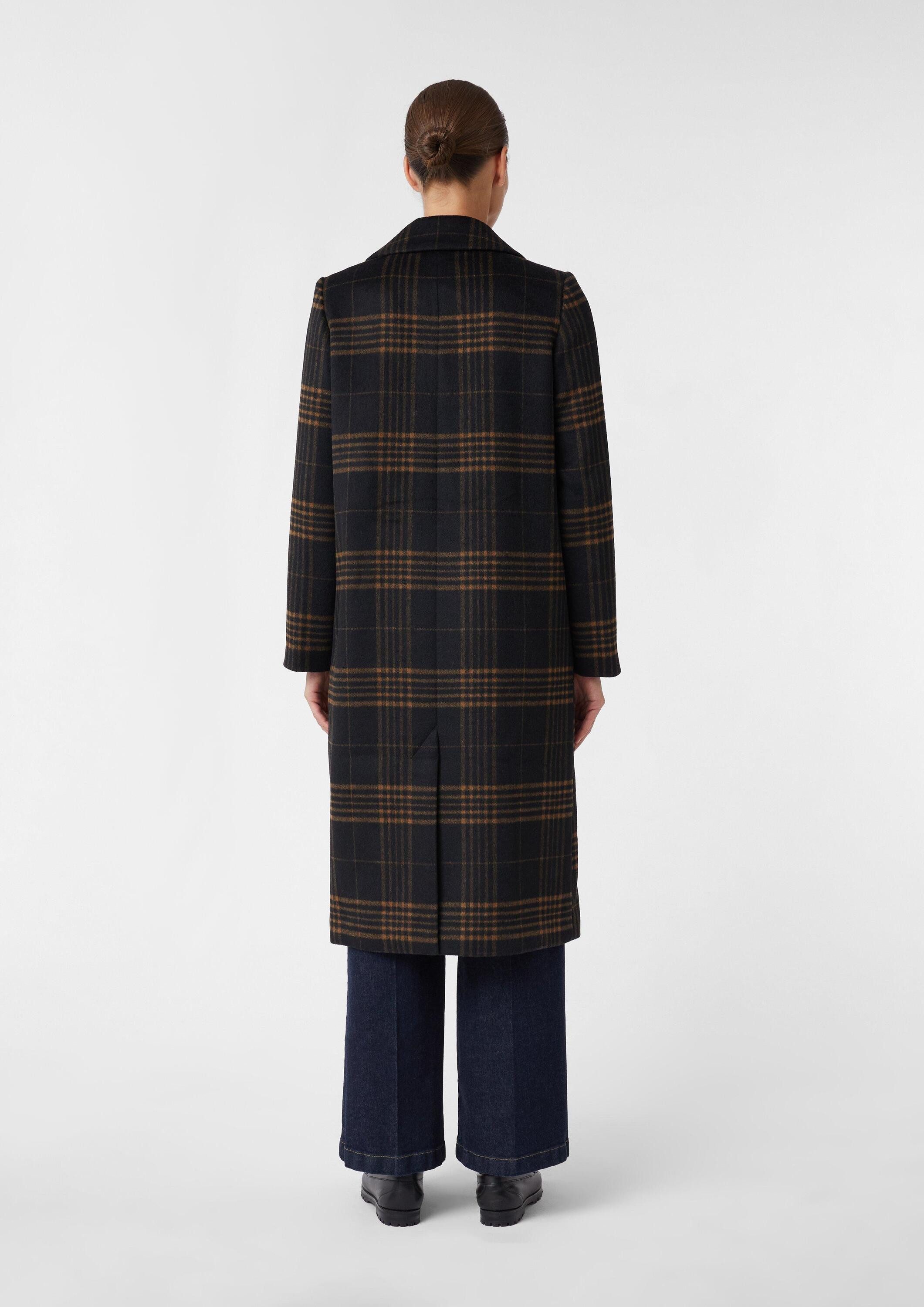 comma Wintermantel Outdoor-Mantel Zweireihiger Blazermantel mit Karomuster